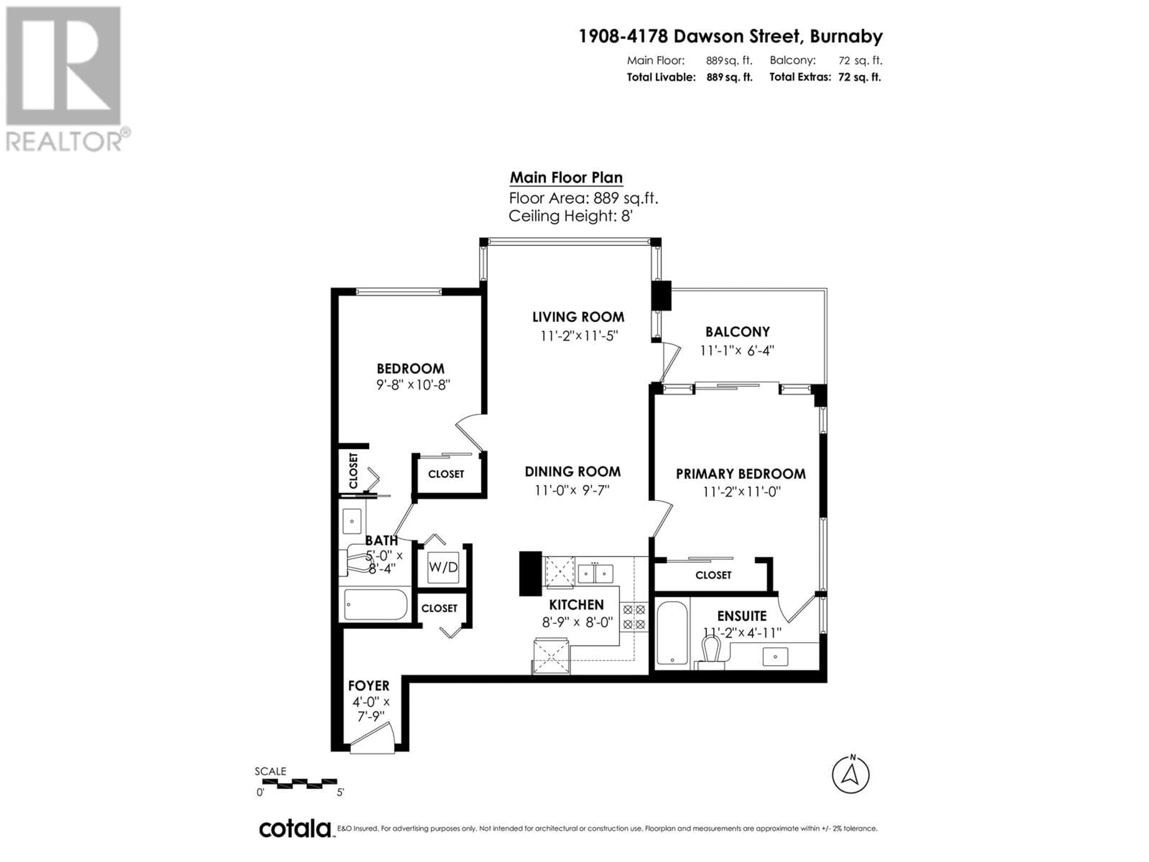 Floor plan for 1908 4178 DAWSON STREET, Burnaby British Columbia V5C0A1