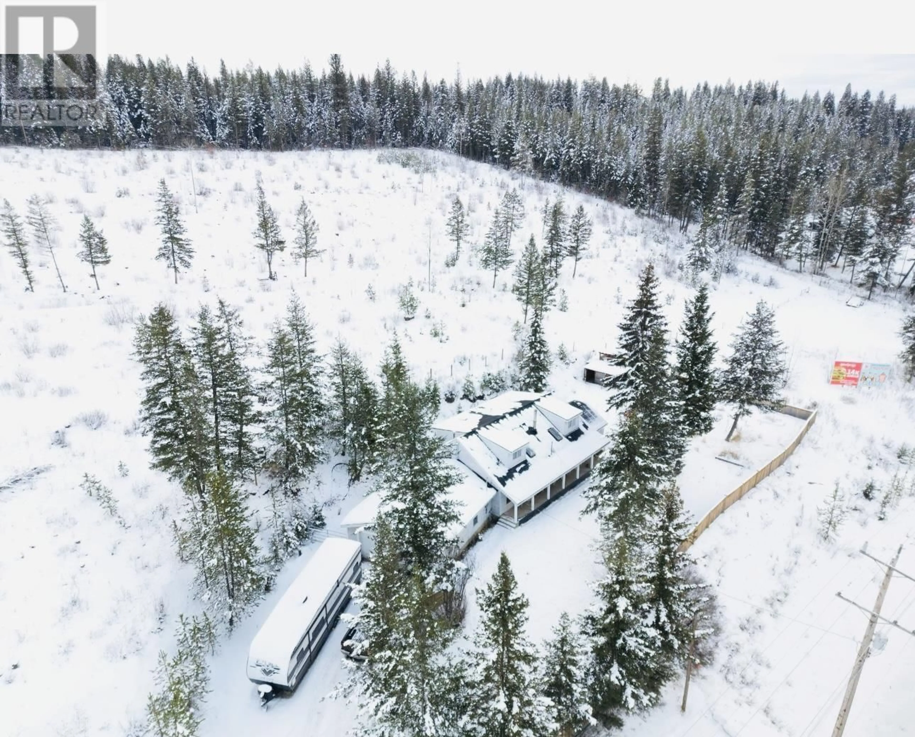 A pic from outside/outdoor area/front of a property/back of a property/a pic from drone, forest/trees view for 4026 N CARIBOO 97 HIGHWAY, Williams Lake British Columbia V2G2V3