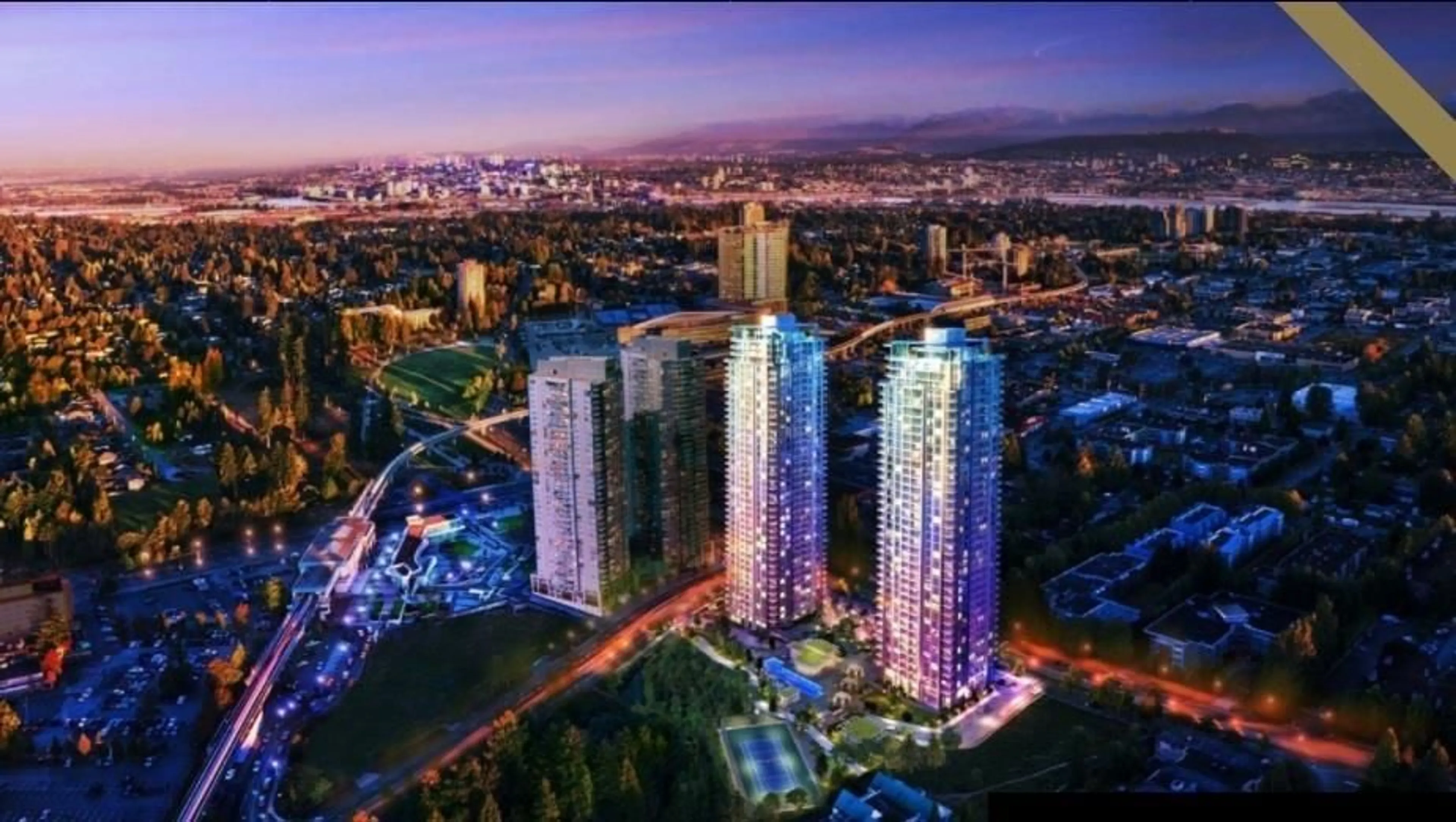 A pic from outside/outdoor area/front of a property/back of a property/a pic from drone, city buildings view from balcony for 2311 - 13750 100, Surrey British Columbia V3T0L3