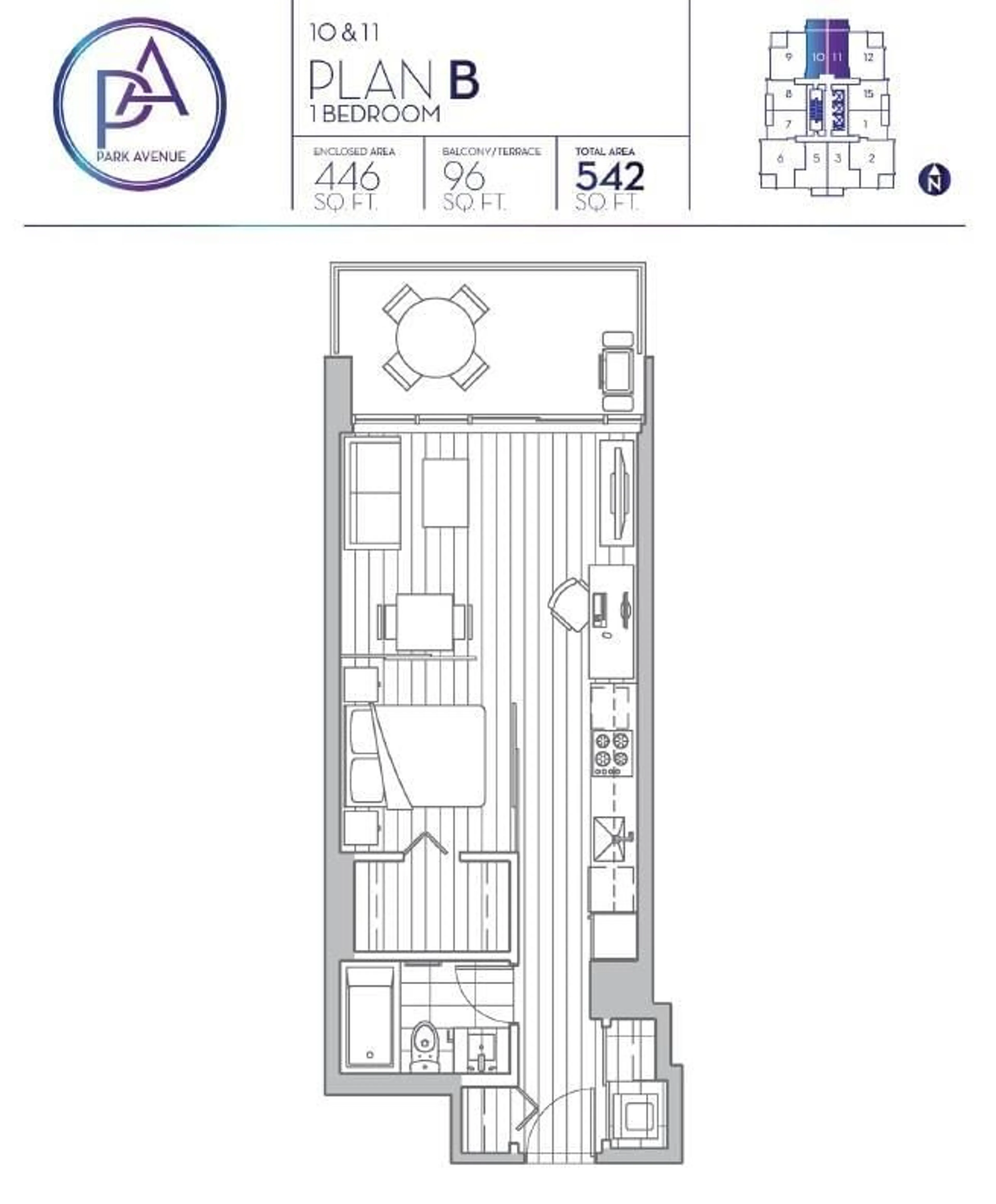 Floor plan for 2311 - 13750 100, Surrey British Columbia V3T0L3