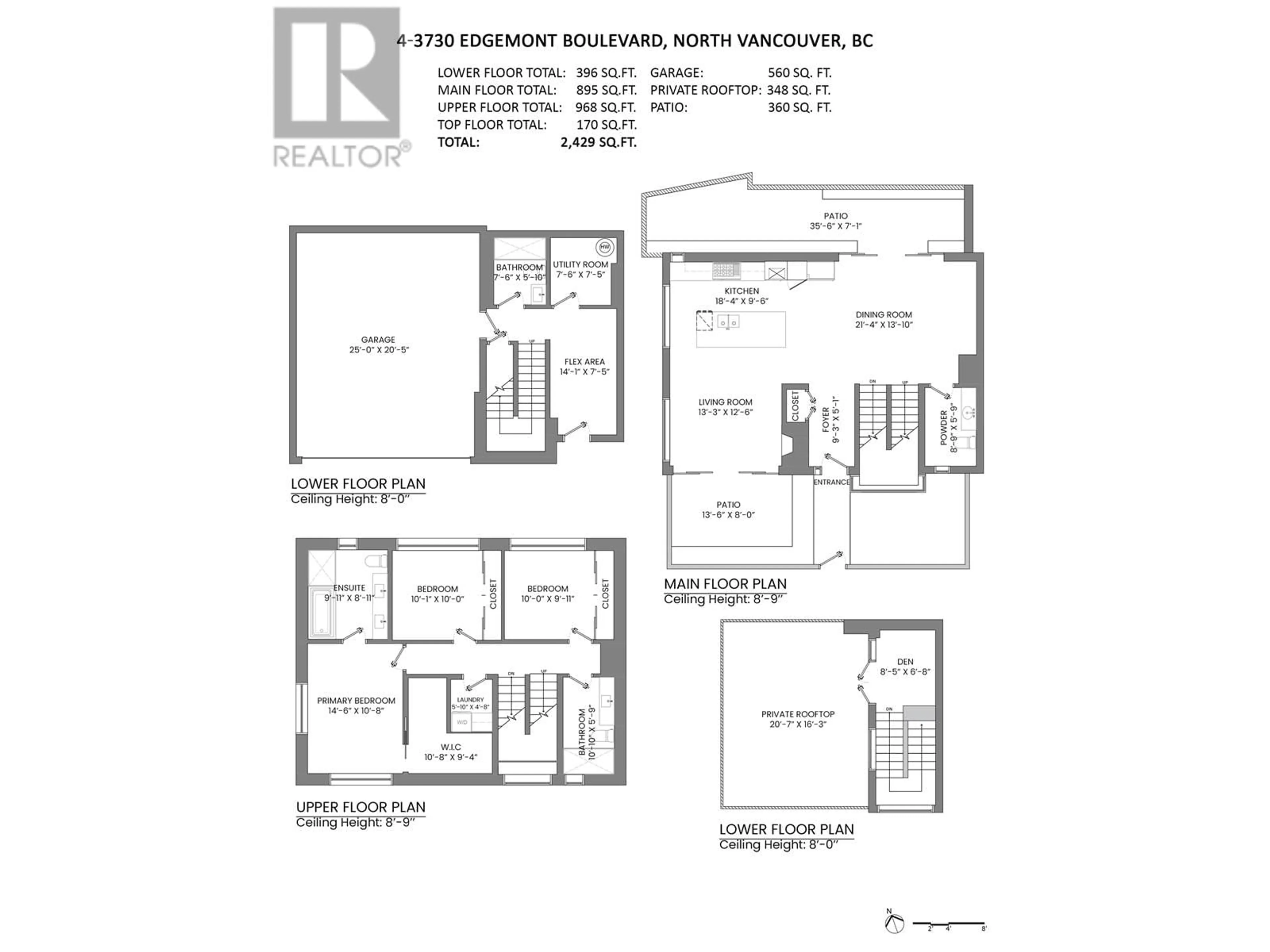 Floor plan for 4 3730 EDGEMONT BOULEVARD, North Vancouver British Columbia V7R2P7