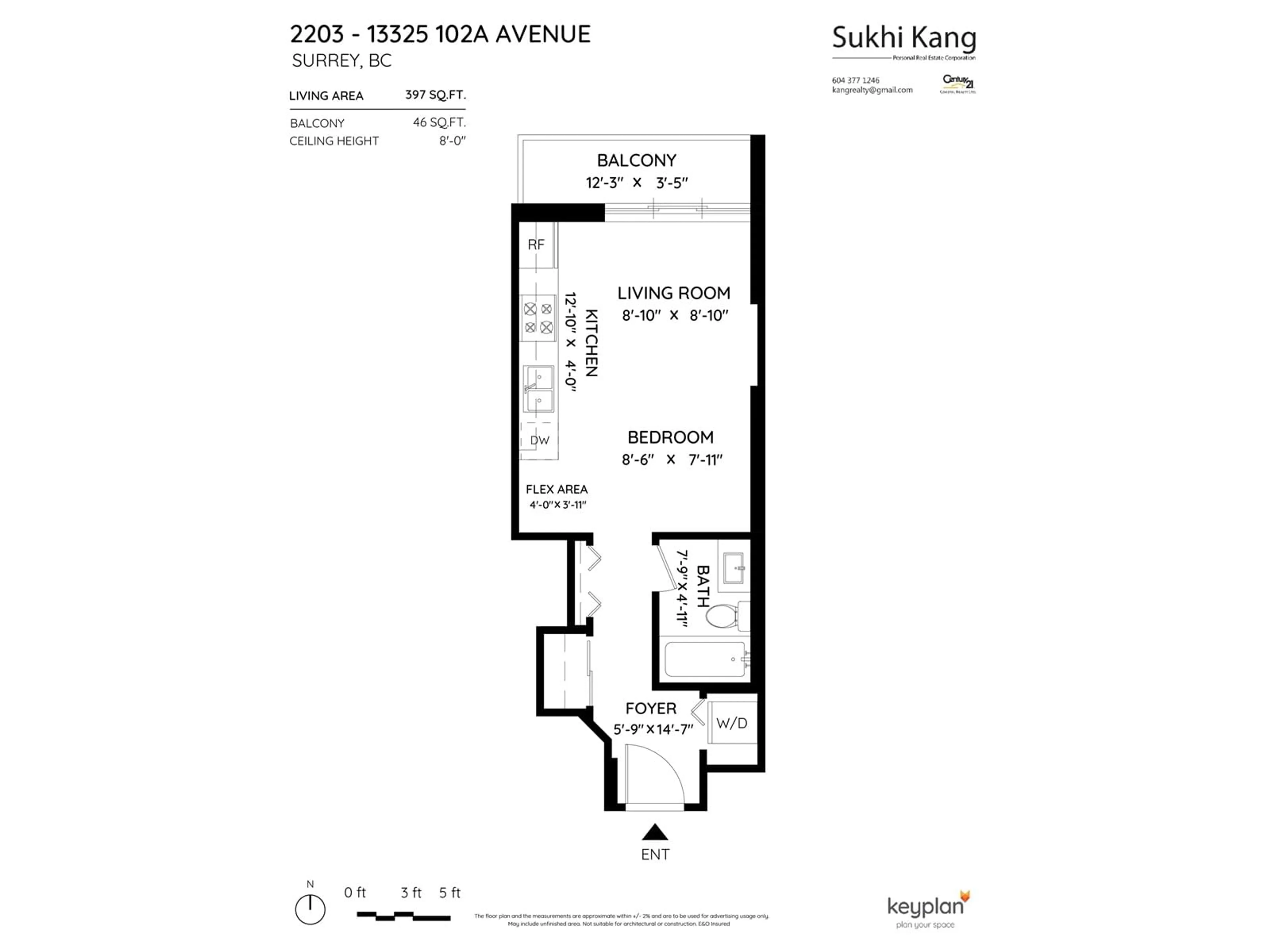 Floor plan for 2203 13325 102A AVENUE, Surrey British Columbia V3T5J7