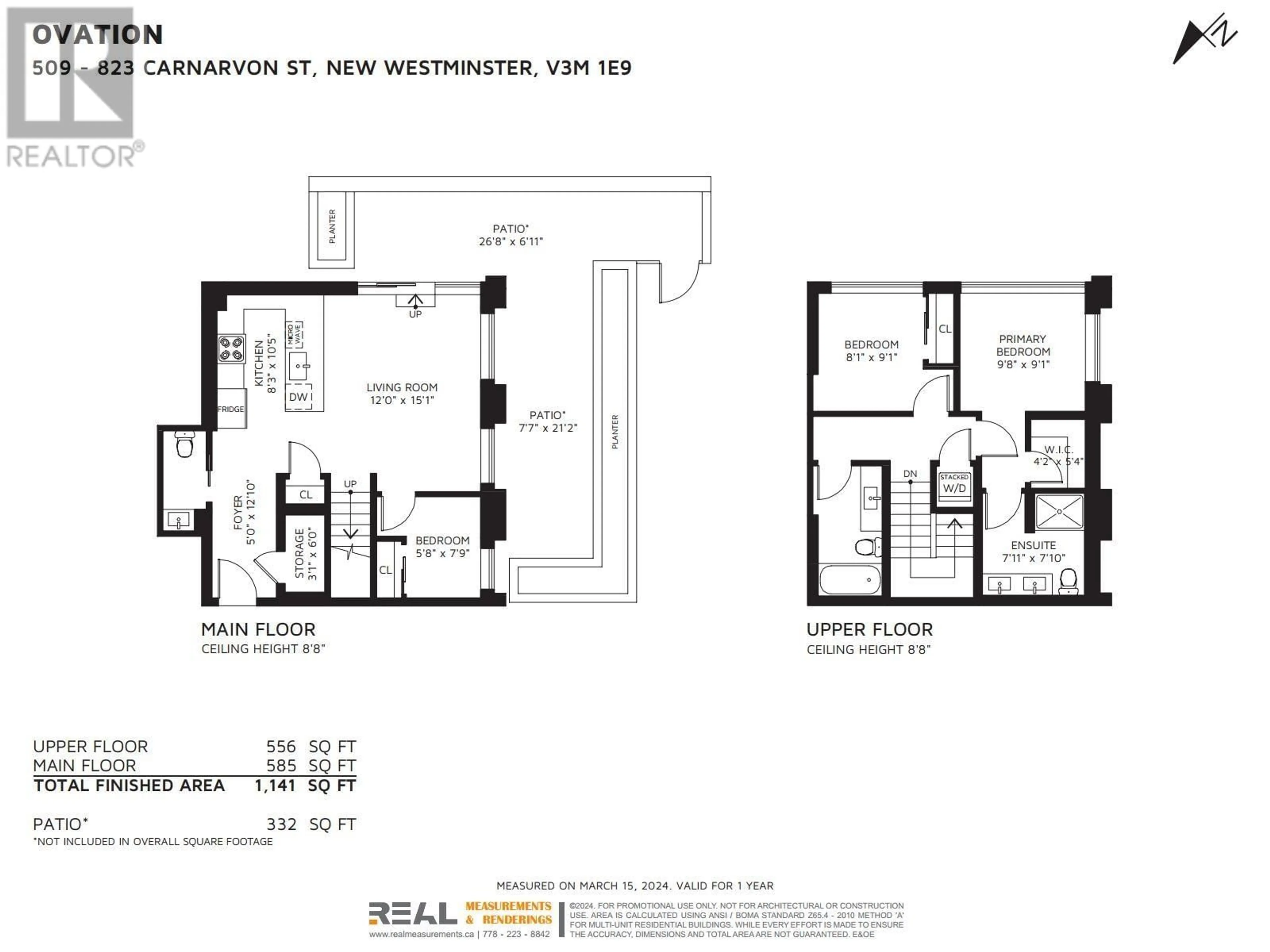 Floor plan for 509 823 CARNARVON STREET, New Westminster British Columbia V3M1E9