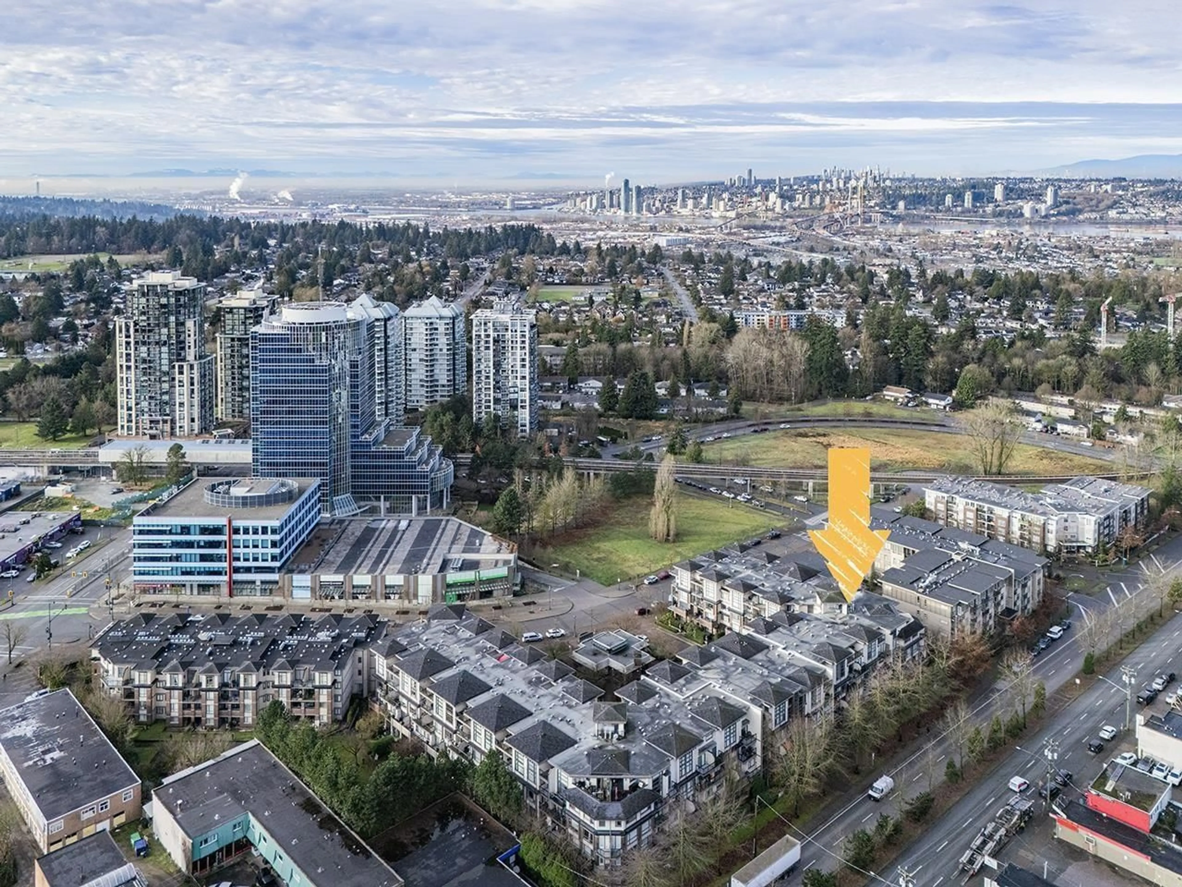 A pic from outside/outdoor area/front of a property/back of a property/a pic from drone, city buildings view from balcony for 206 10866 CITY PARKWAY, Surrey British Columbia V3T5W9