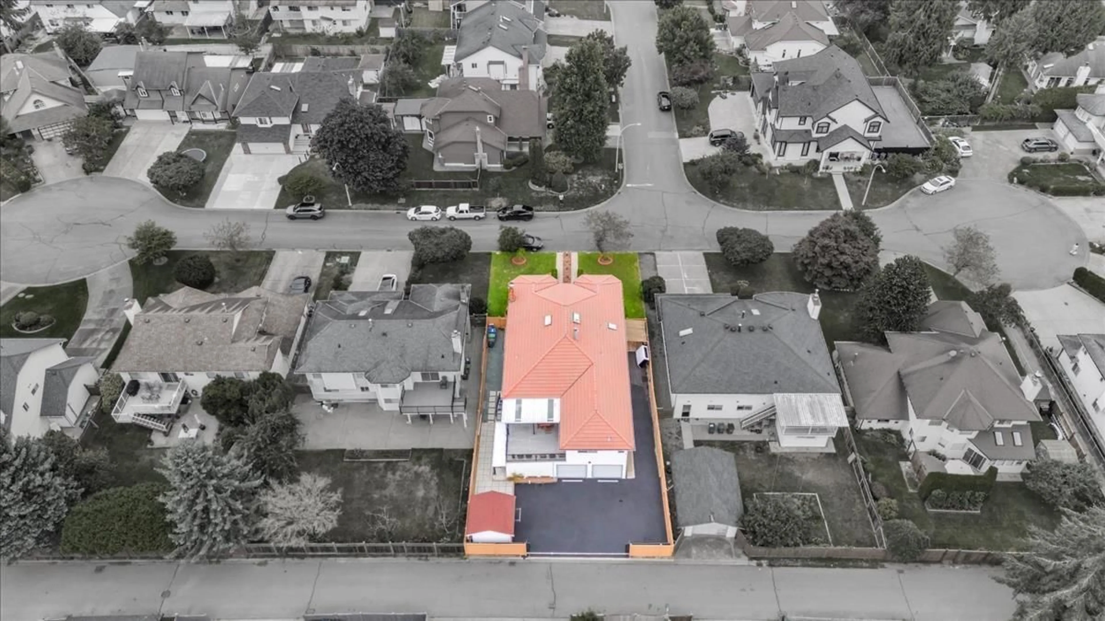 A pic from outside/outdoor area/front of a property/back of a property/a pic from drone, street for 12870 64A AVENUE, Surrey British Columbia V3W9P3