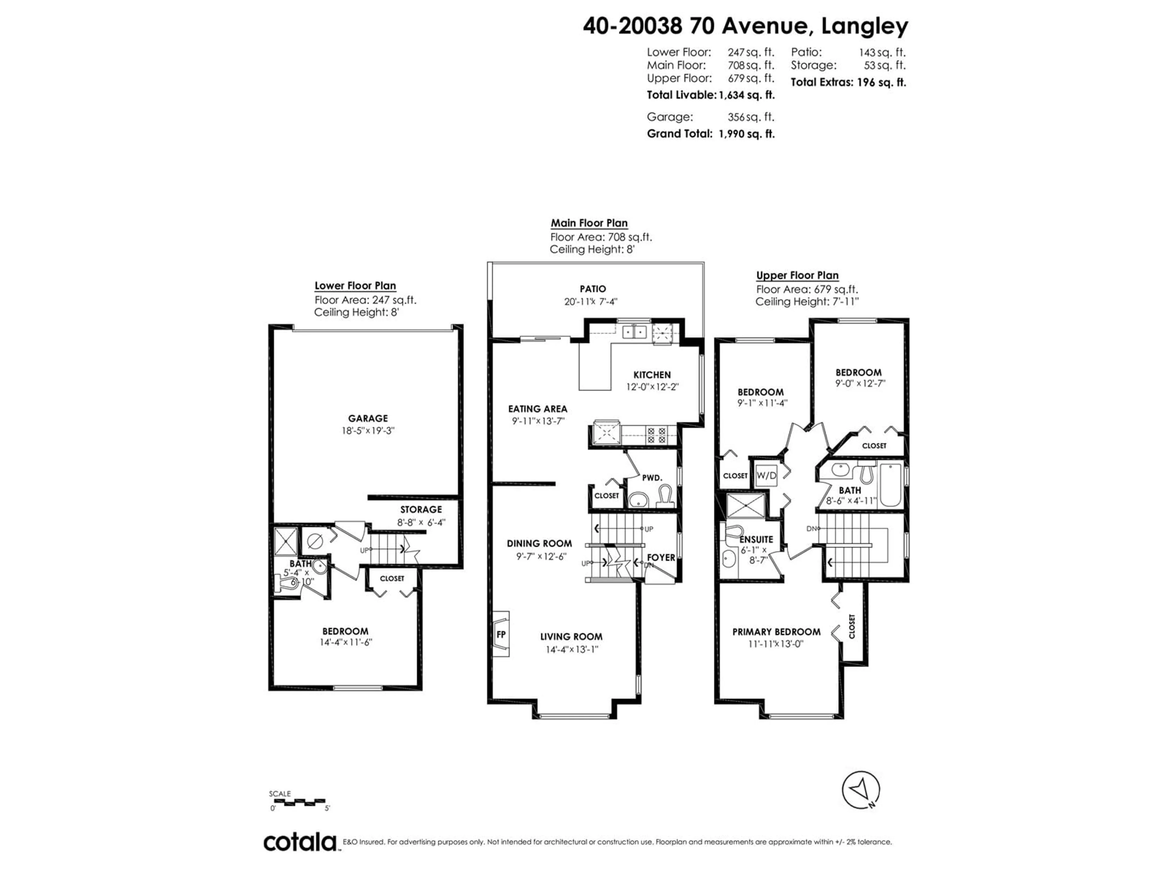 Floor plan for 40 20038 70 AVENUE, Langley British Columbia V2Y0B4