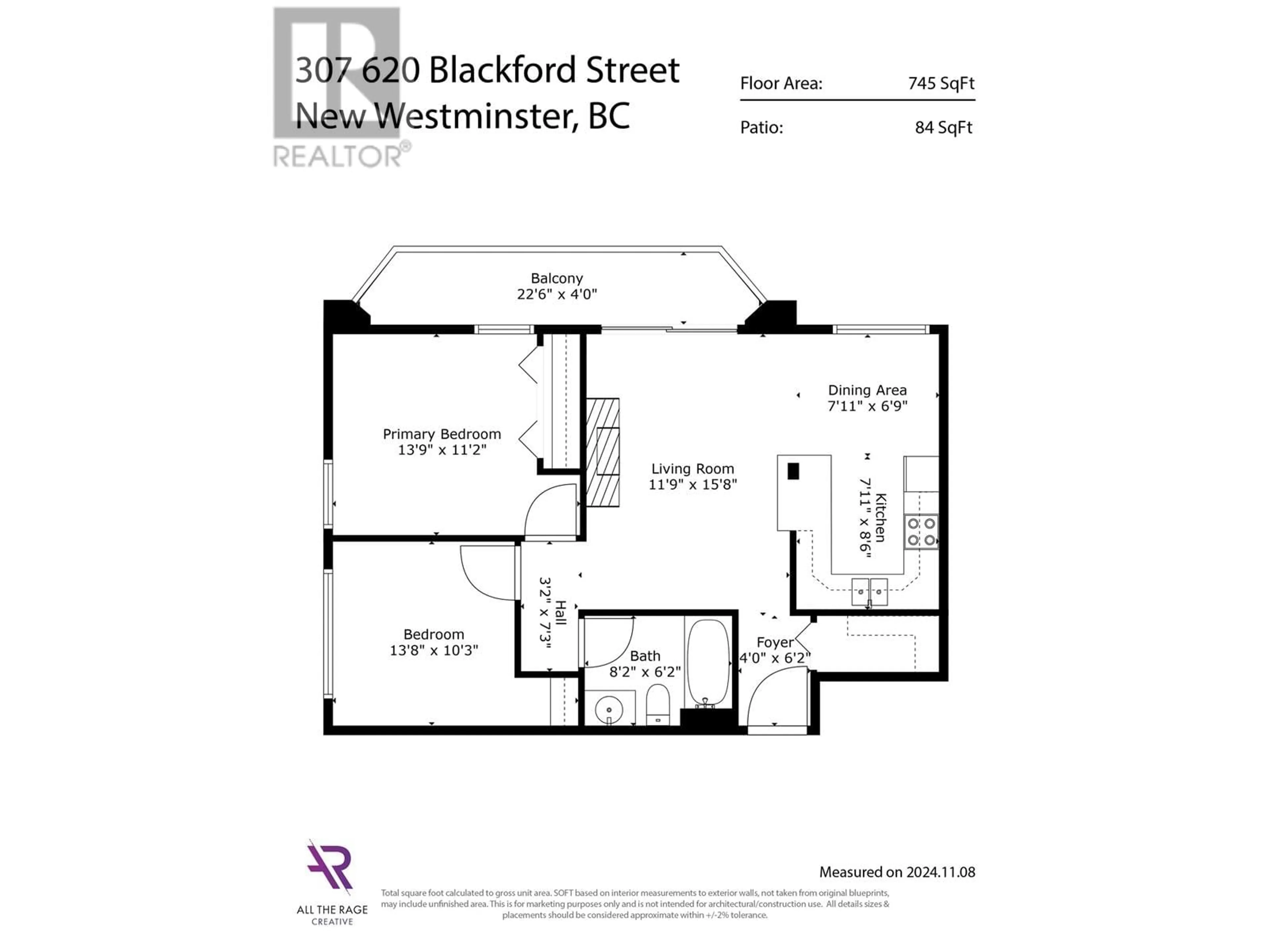 Floor plan for 307 620 BLACKFORD STREET, New Westminster British Columbia V3M1R6