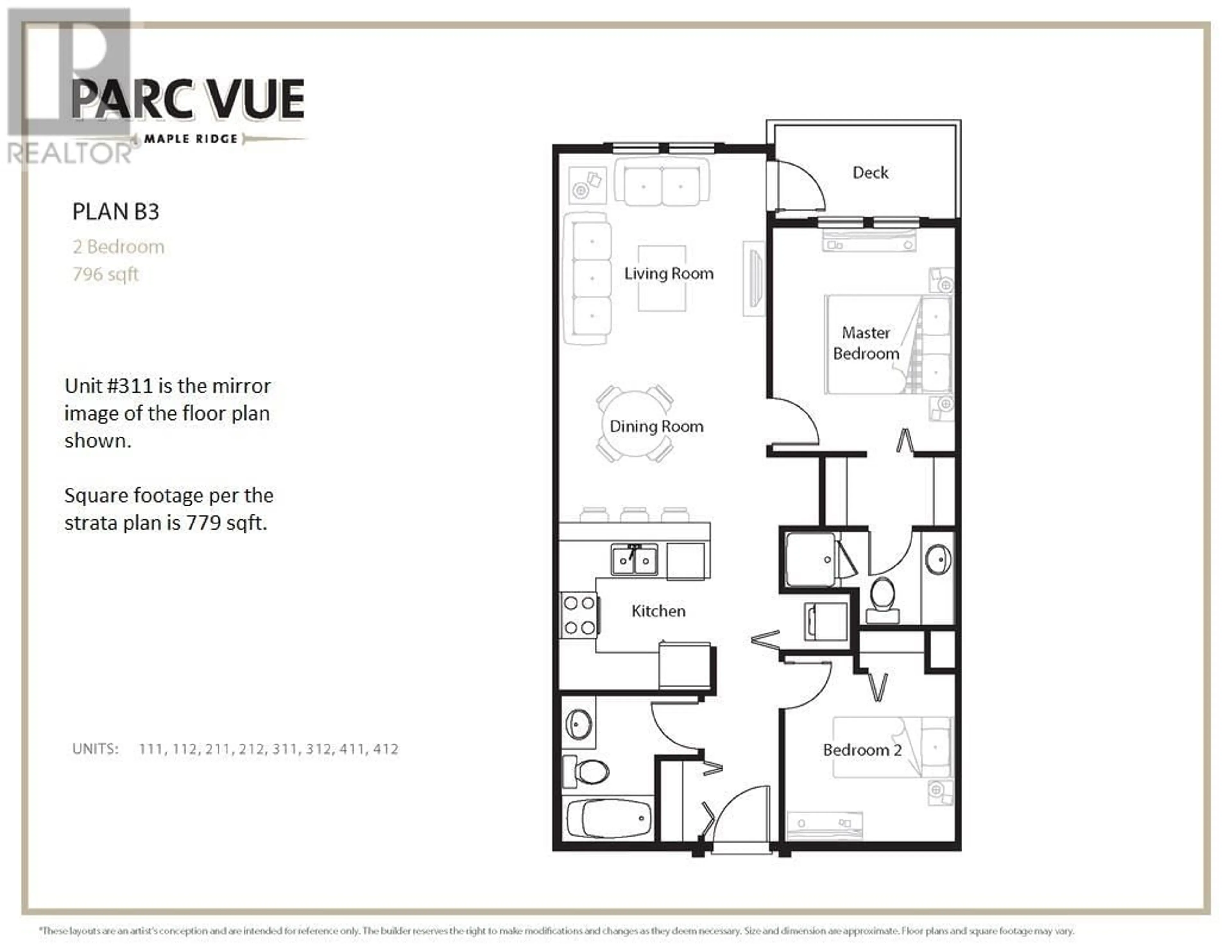 Floor plan for 311 12040 222 STREET, Maple Ridge British Columbia V2X9G8