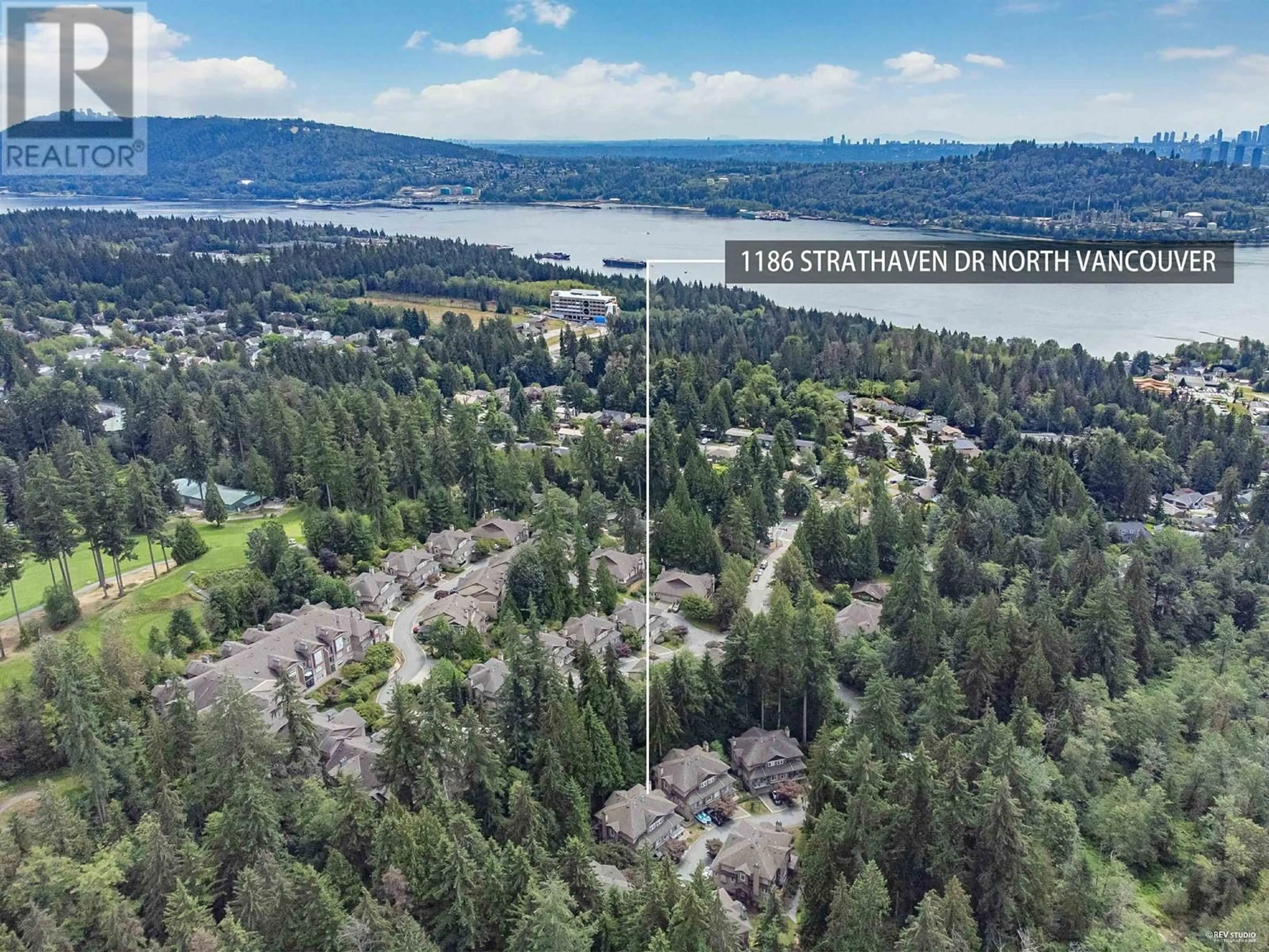 A pic from outside/outdoor area/front of a property/back of a property/a pic from drone, water/lake/river/ocean view for 1186 STRATHAVEN DRIVE, North Vancouver British Columbia V7H2Z6