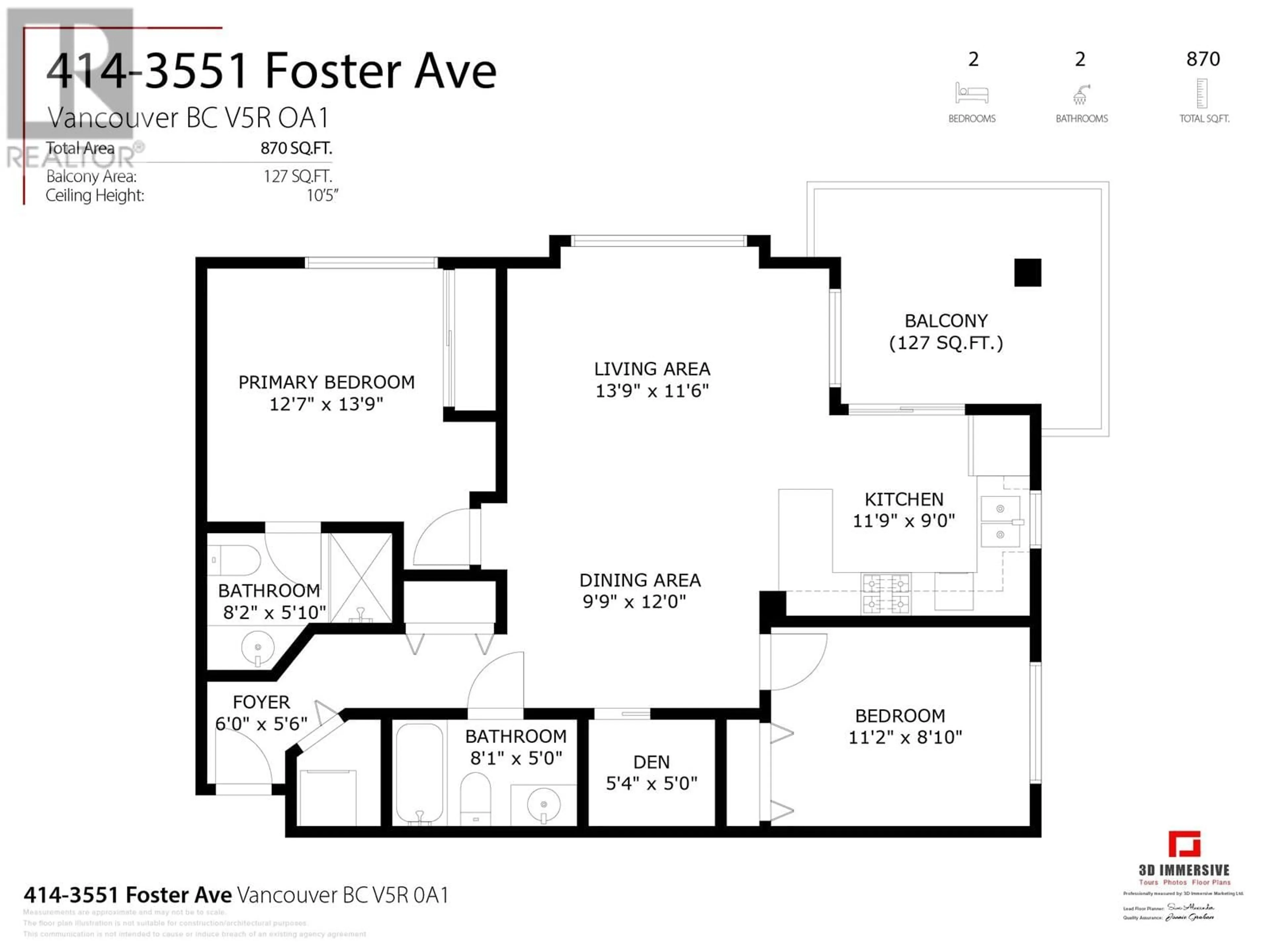 Floor plan for 414 3551 FOSTER AVENUE, Vancouver British Columbia V5R0A1