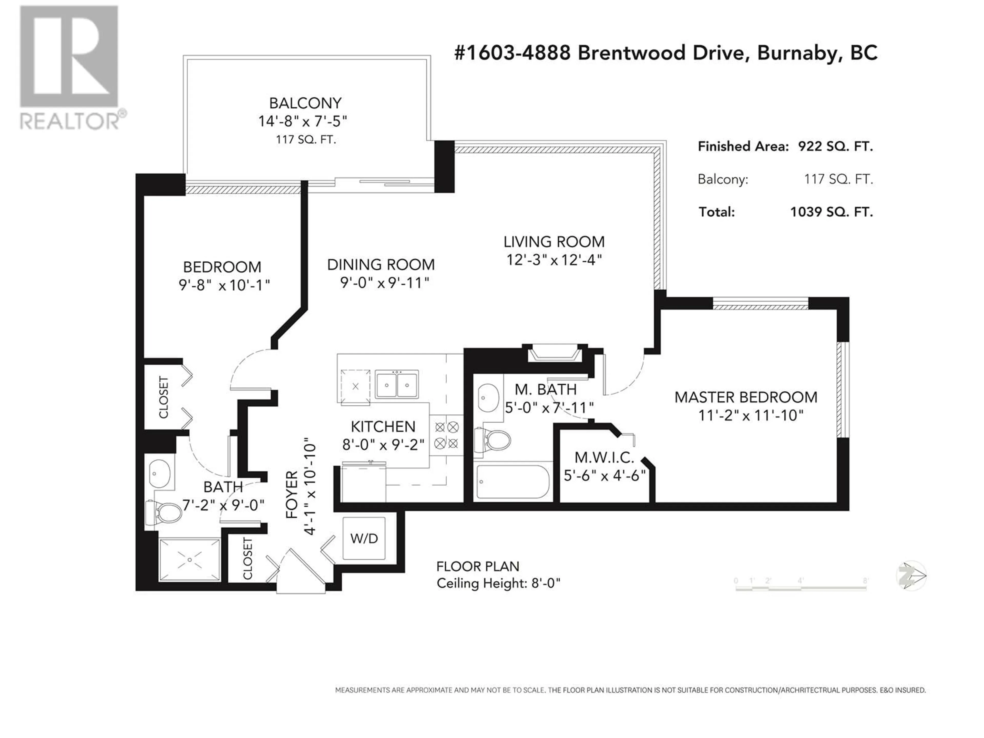 Floor plan for 1603 4888 BRENTWOOD DRIVE, Burnaby British Columbia V5C0C6