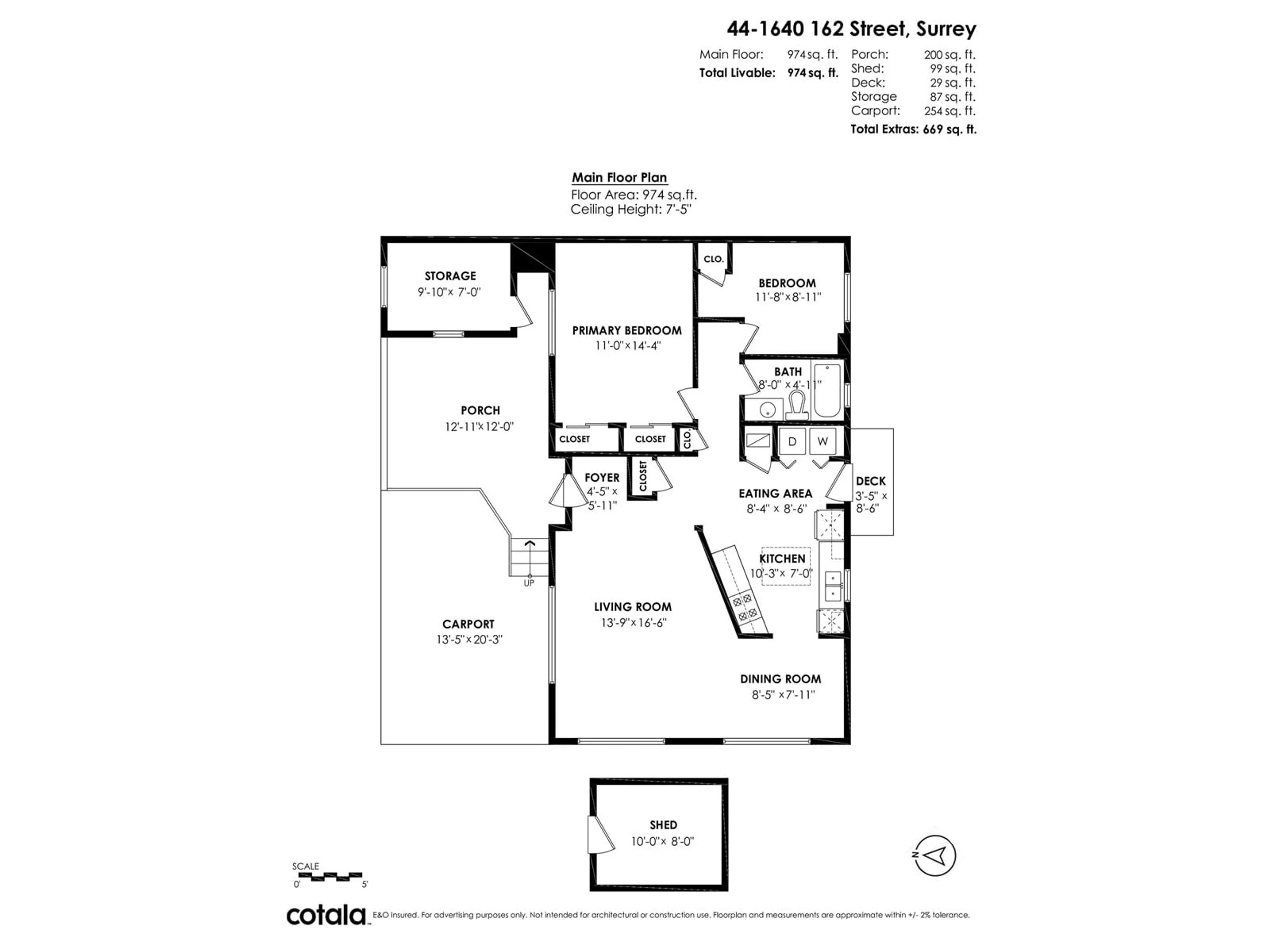 Floor plan for 44 - 1640 162, Surrey British Columbia V4A6Y9