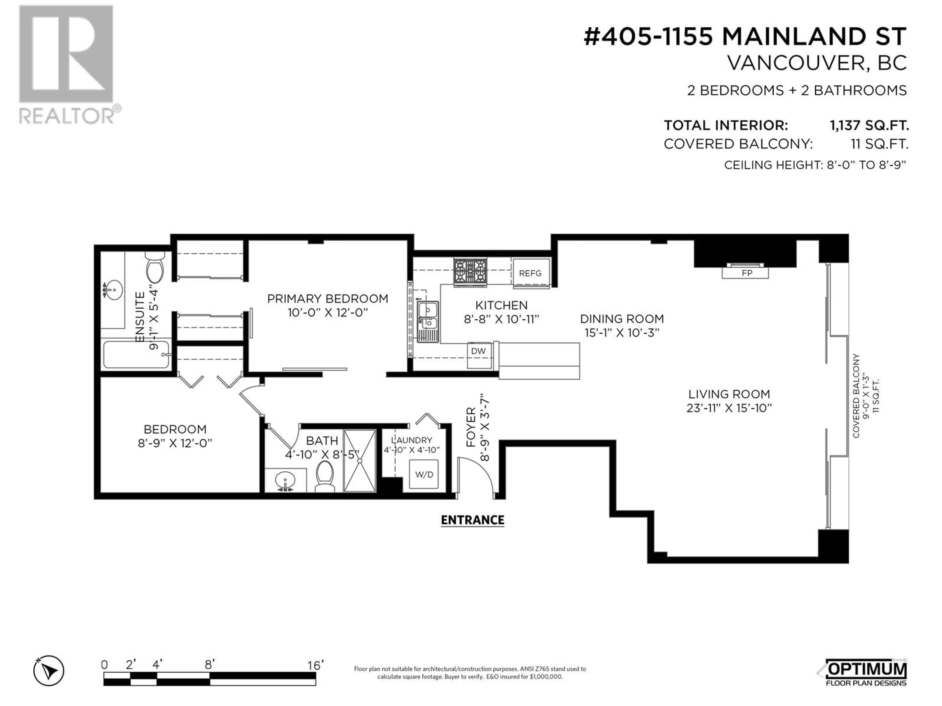 Floor plan for 405 1155 MAINLAND STREET, Vancouver British Columbia V6B5P2