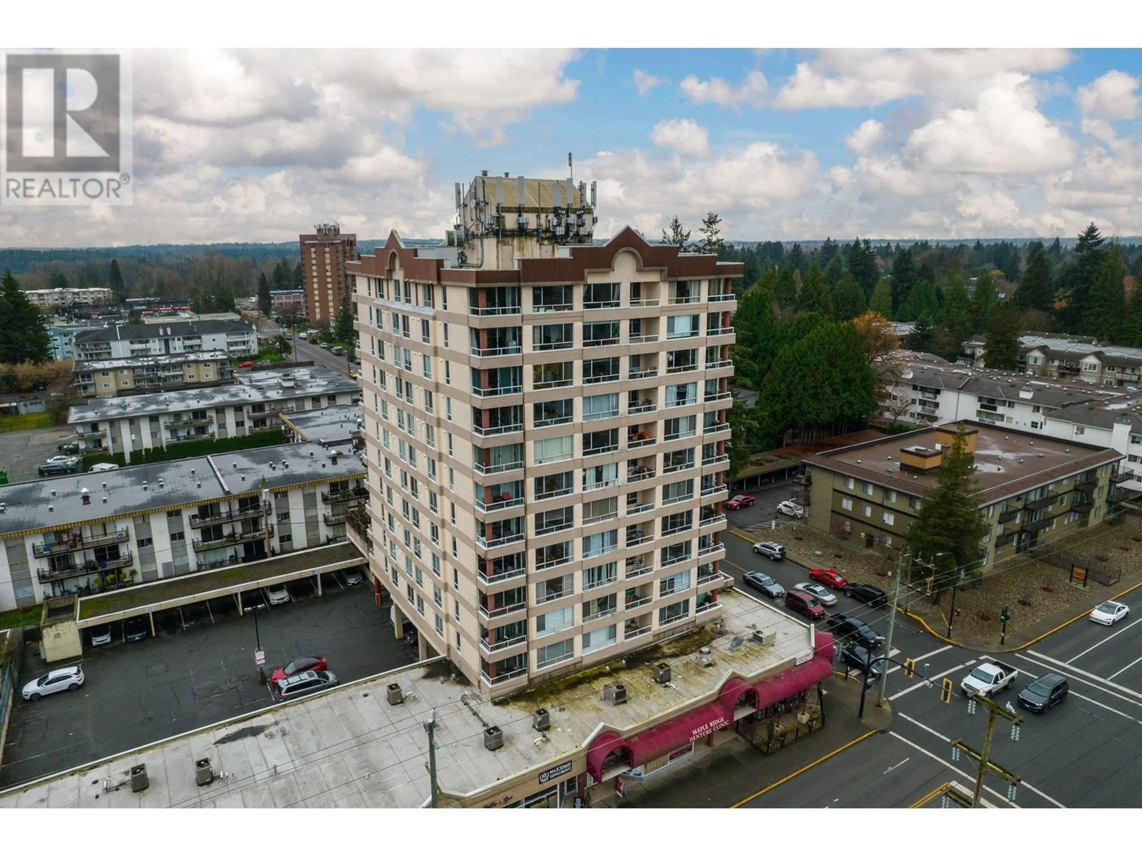 A pic from outside/outdoor area/front of a property/back of a property/a pic from drone, city buildings view from balcony for 405 11980 222 STREET, Maple Ridge British Columbia V2X0L8