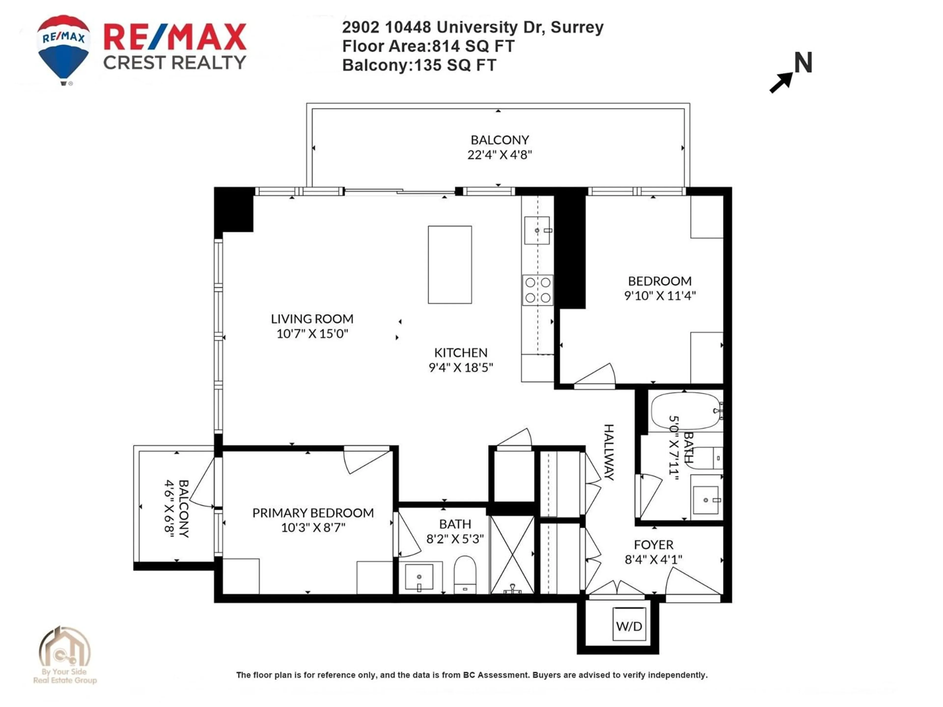 Floor plan for 2902 10448 UNIVERSITY DRIVE, Surrey British Columbia V3T0S7