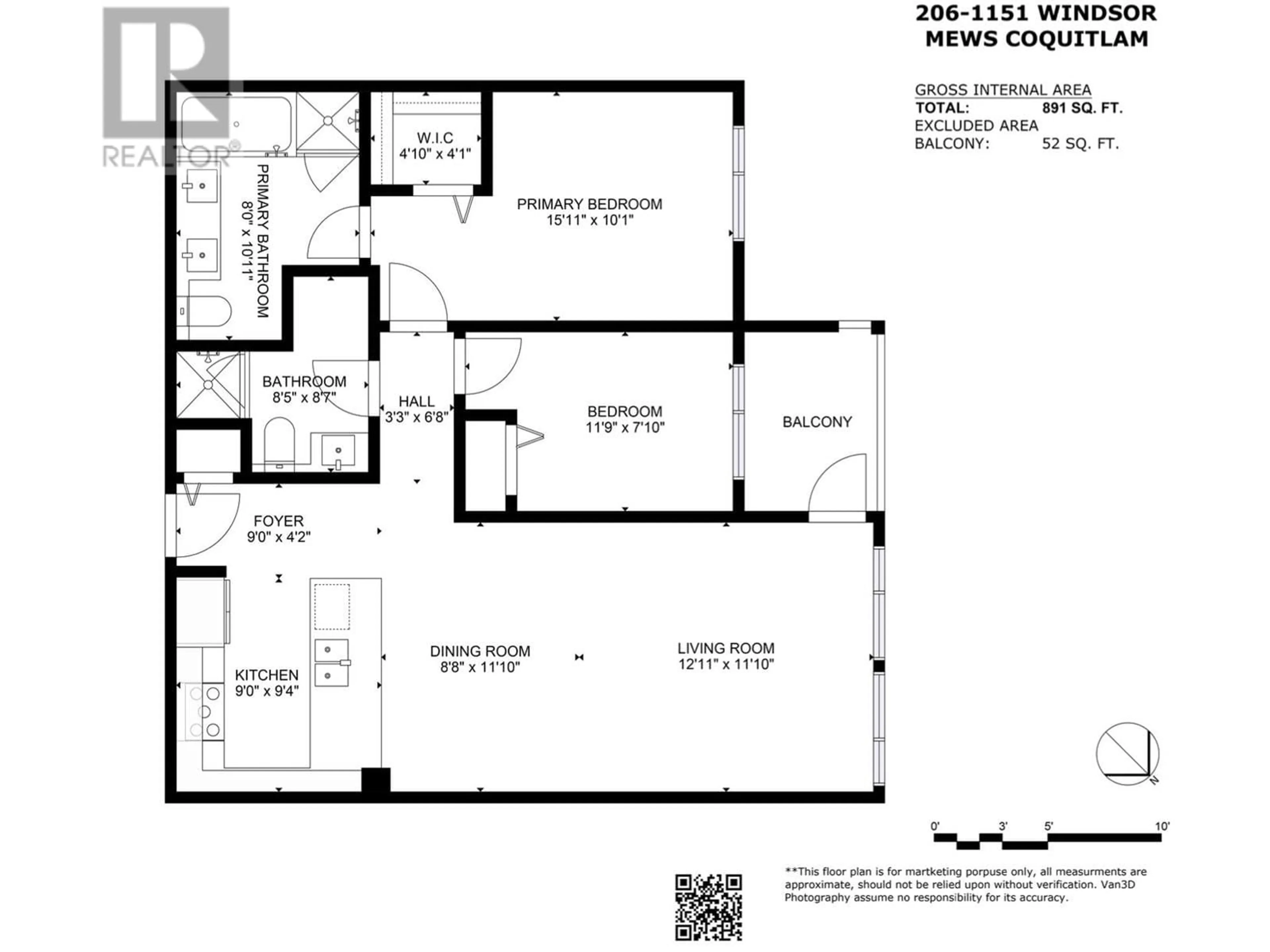 Floor plan for 206 1151 WINDSOR MEWS, Coquitlam British Columbia V2B0M9