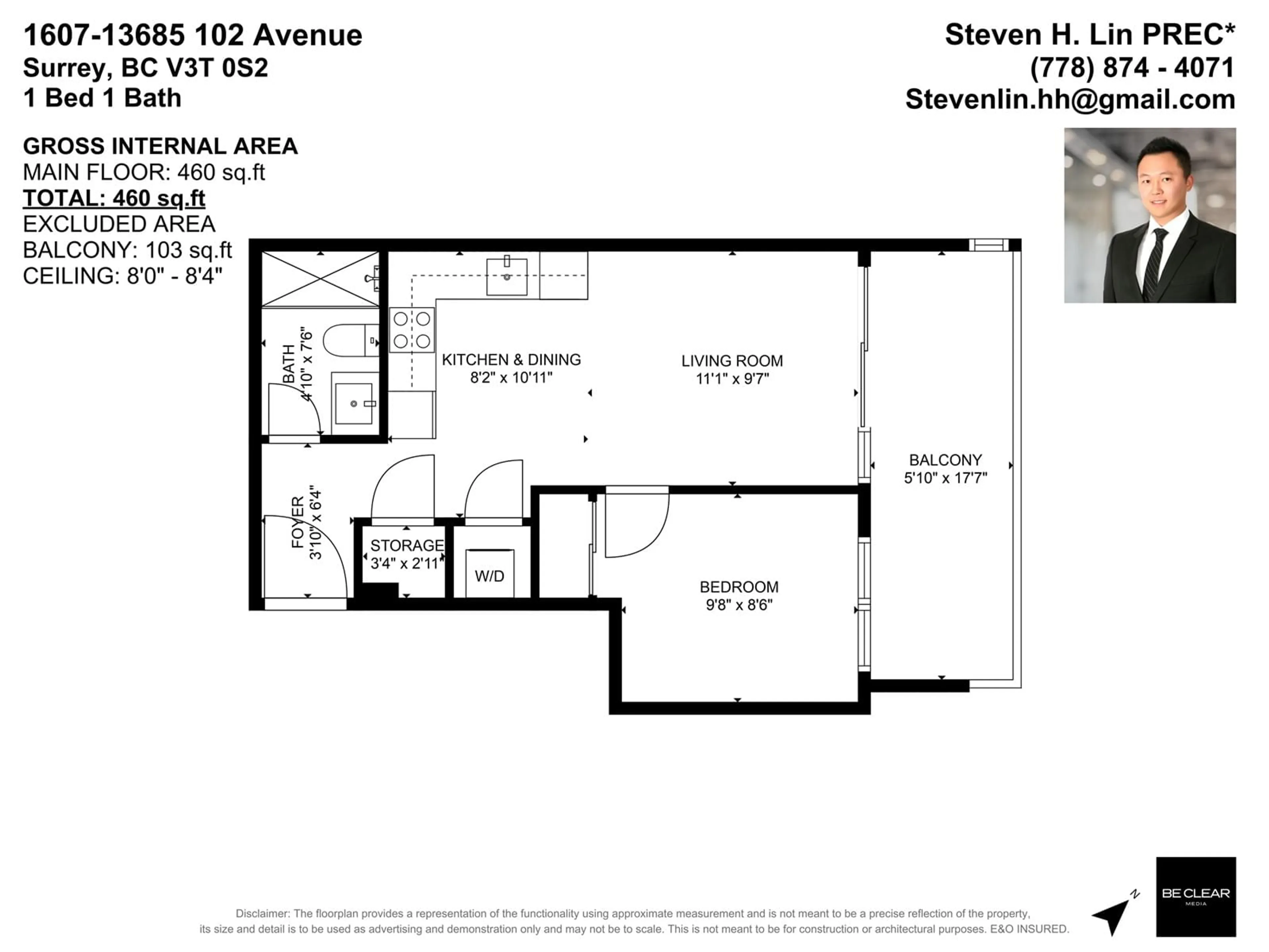 Floor plan for 1607 13685 102 AVENUE, Surrey British Columbia V3T1N7