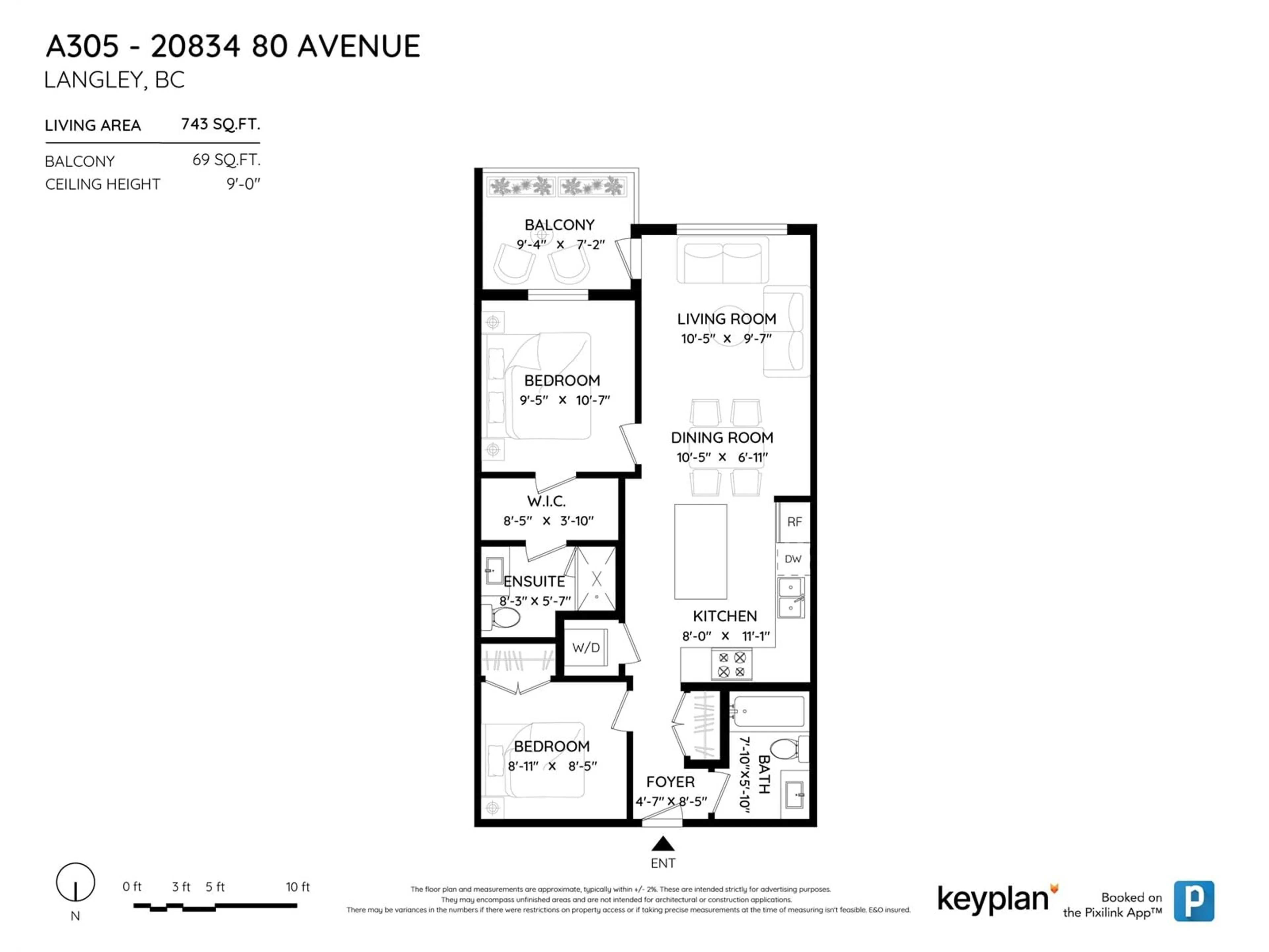 Floor plan for A305 20834 80 AVENUE, Langley British Columbia V2Y3M3