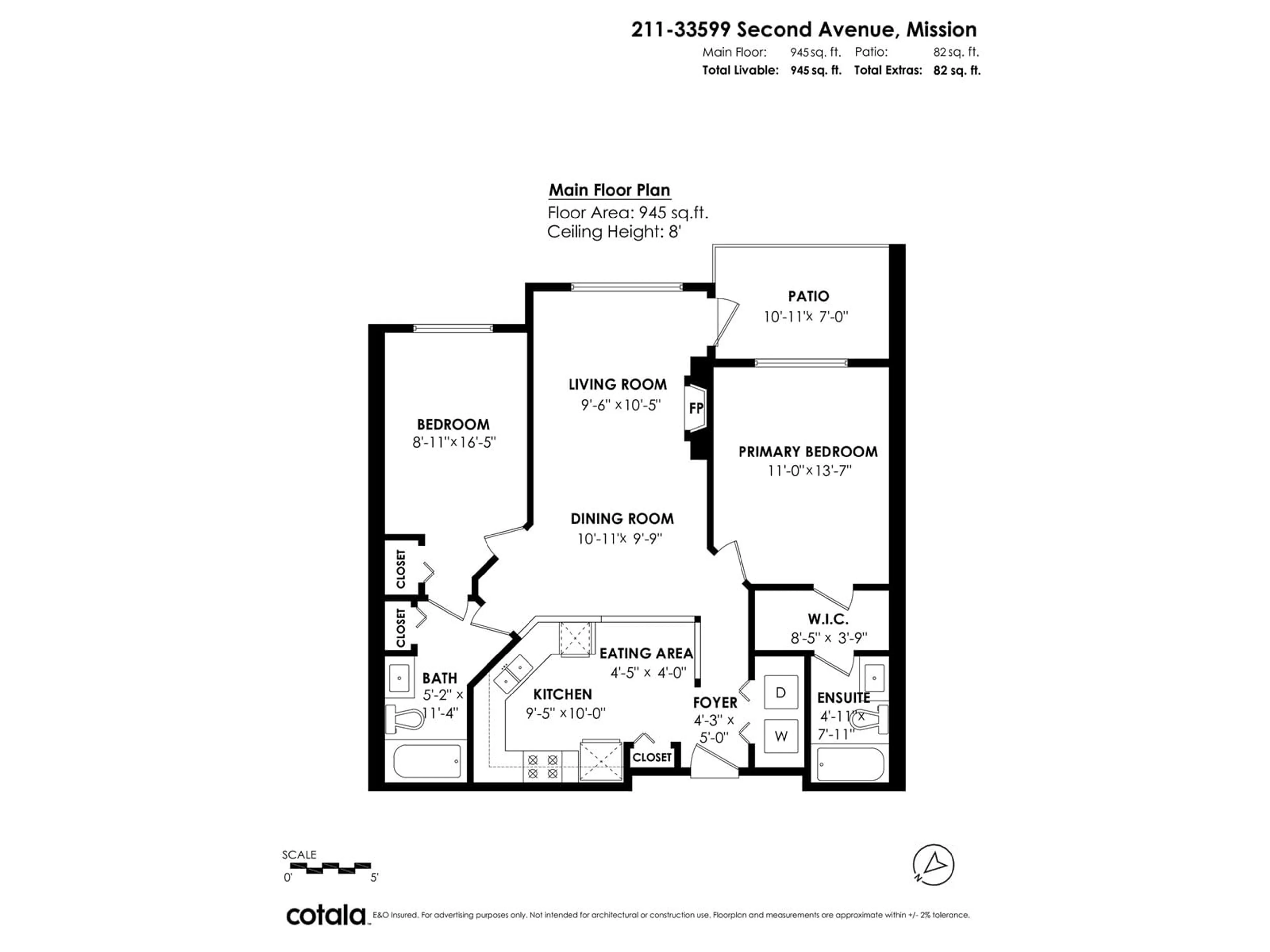 Floor plan for 211 - 33599 2ND, Mission British Columbia V2V6J3