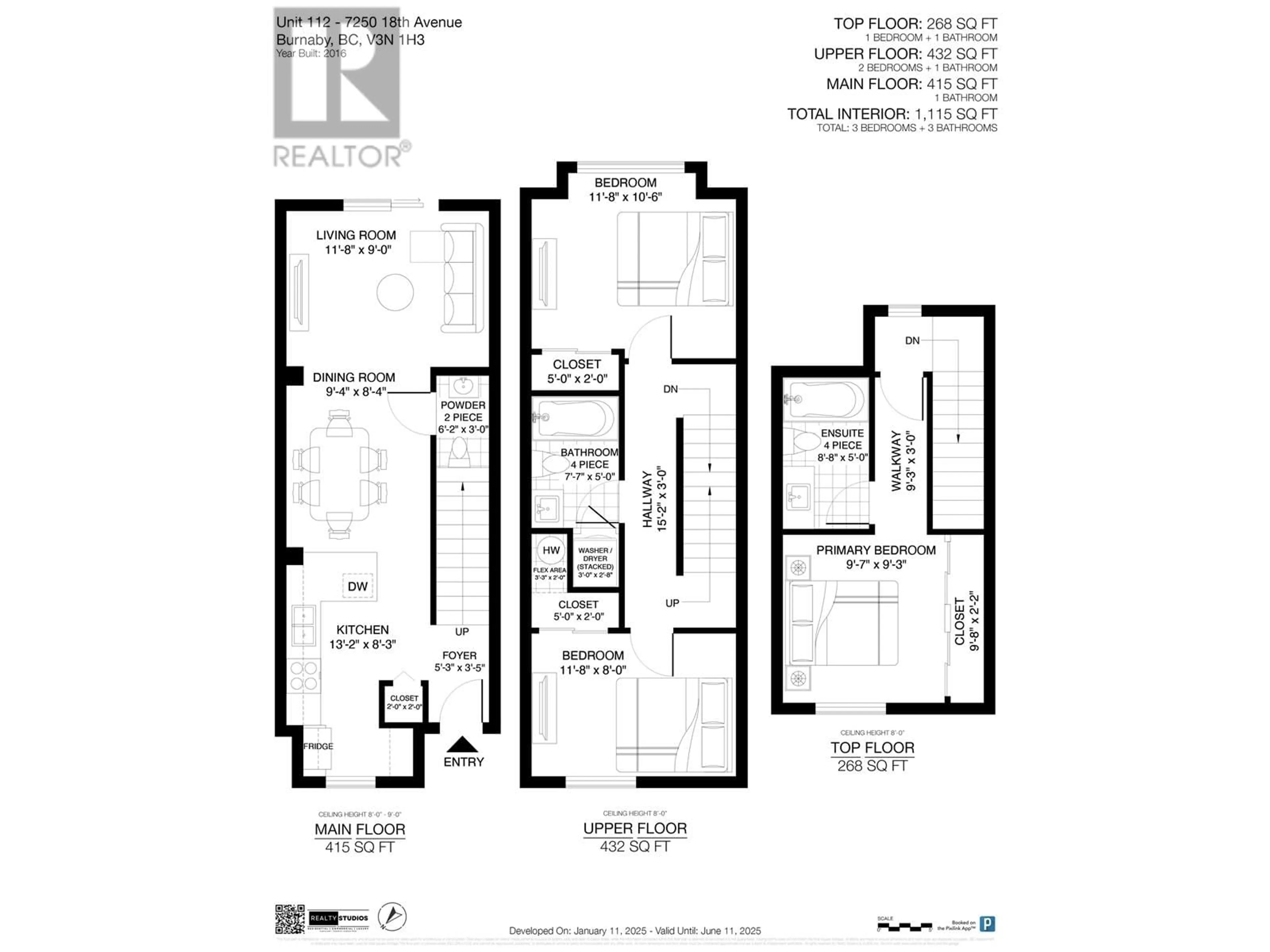 Floor plan for 112 7250 18TH AVENUE, Burnaby British Columbia V3N1H3