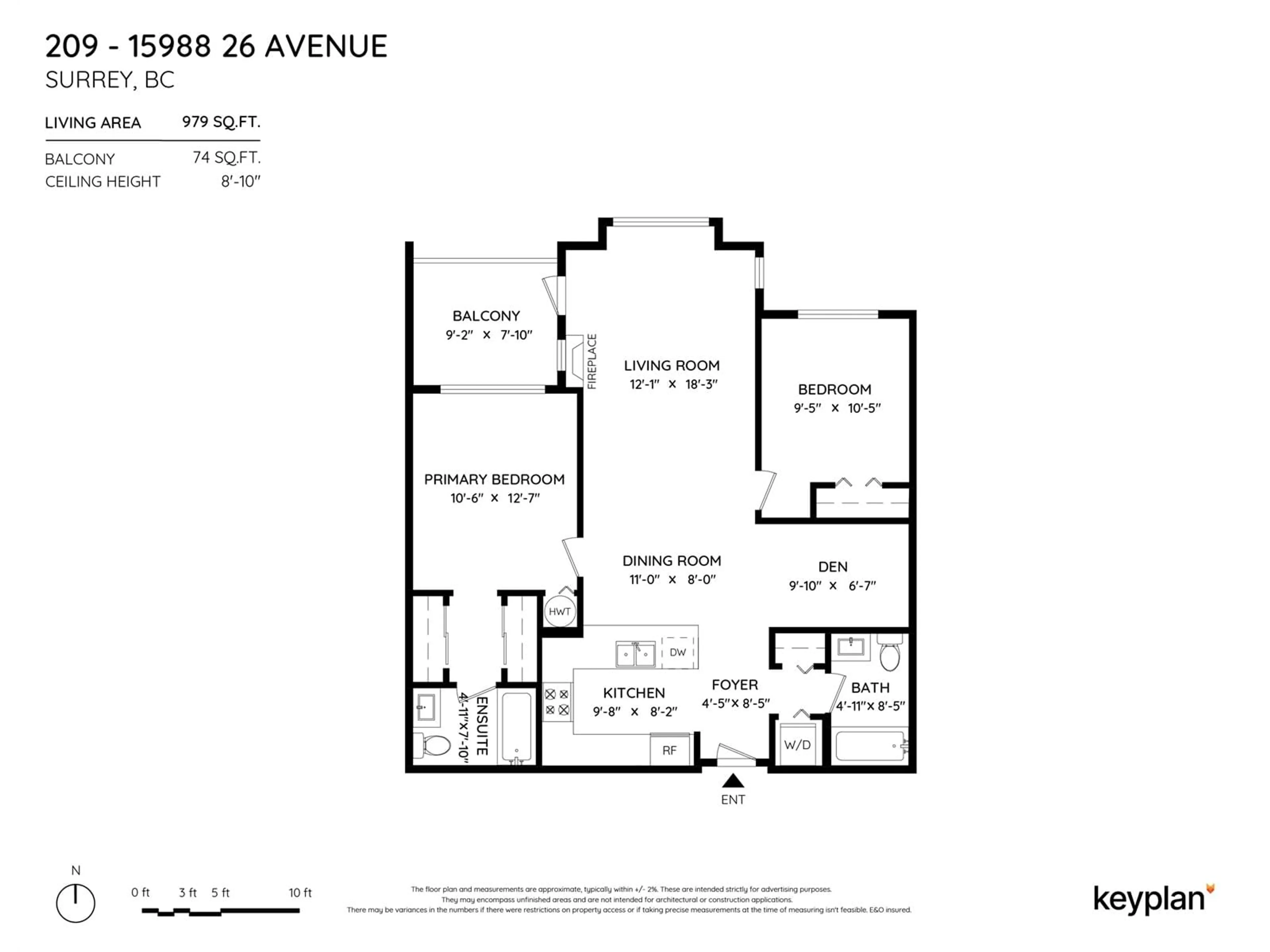 Floor plan for 209 15988 26 AVENUE, Surrey British Columbia V3Z5K3