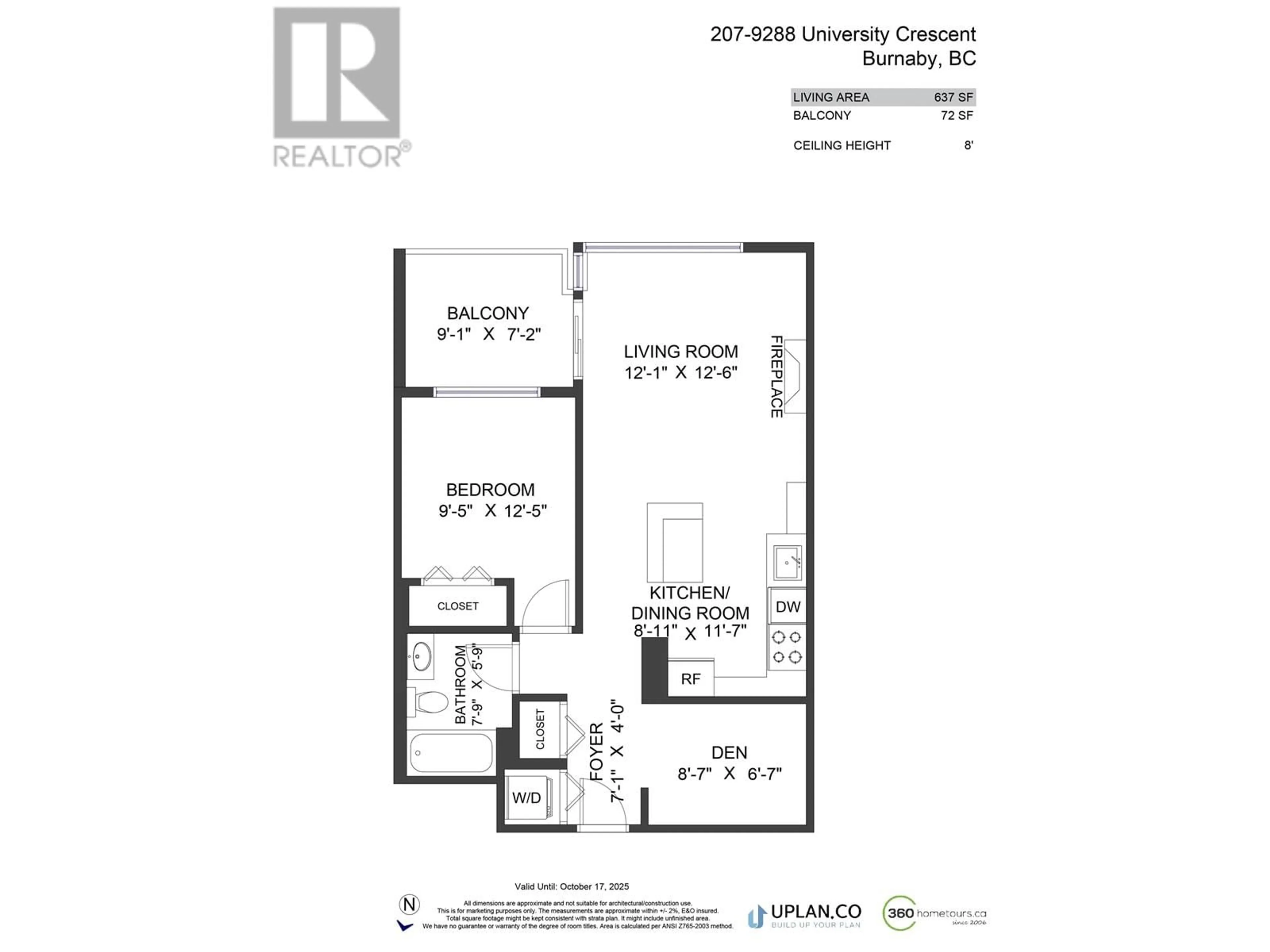 Floor plan for 207 9288 UNIVERSITY CRESCENT, Burnaby British Columbia V5A4X7