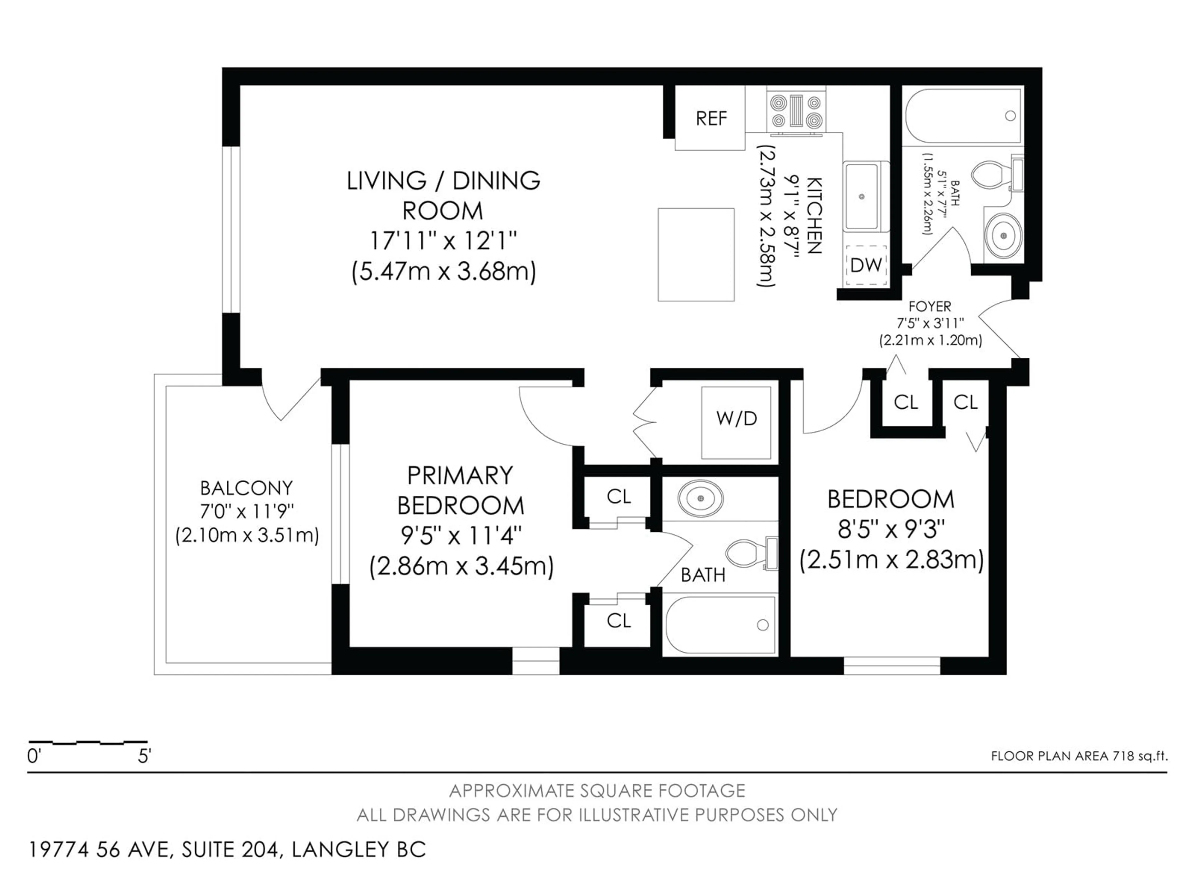 Floor plan for 204 19774 56 AVENUE, Langley British Columbia V3A3X6