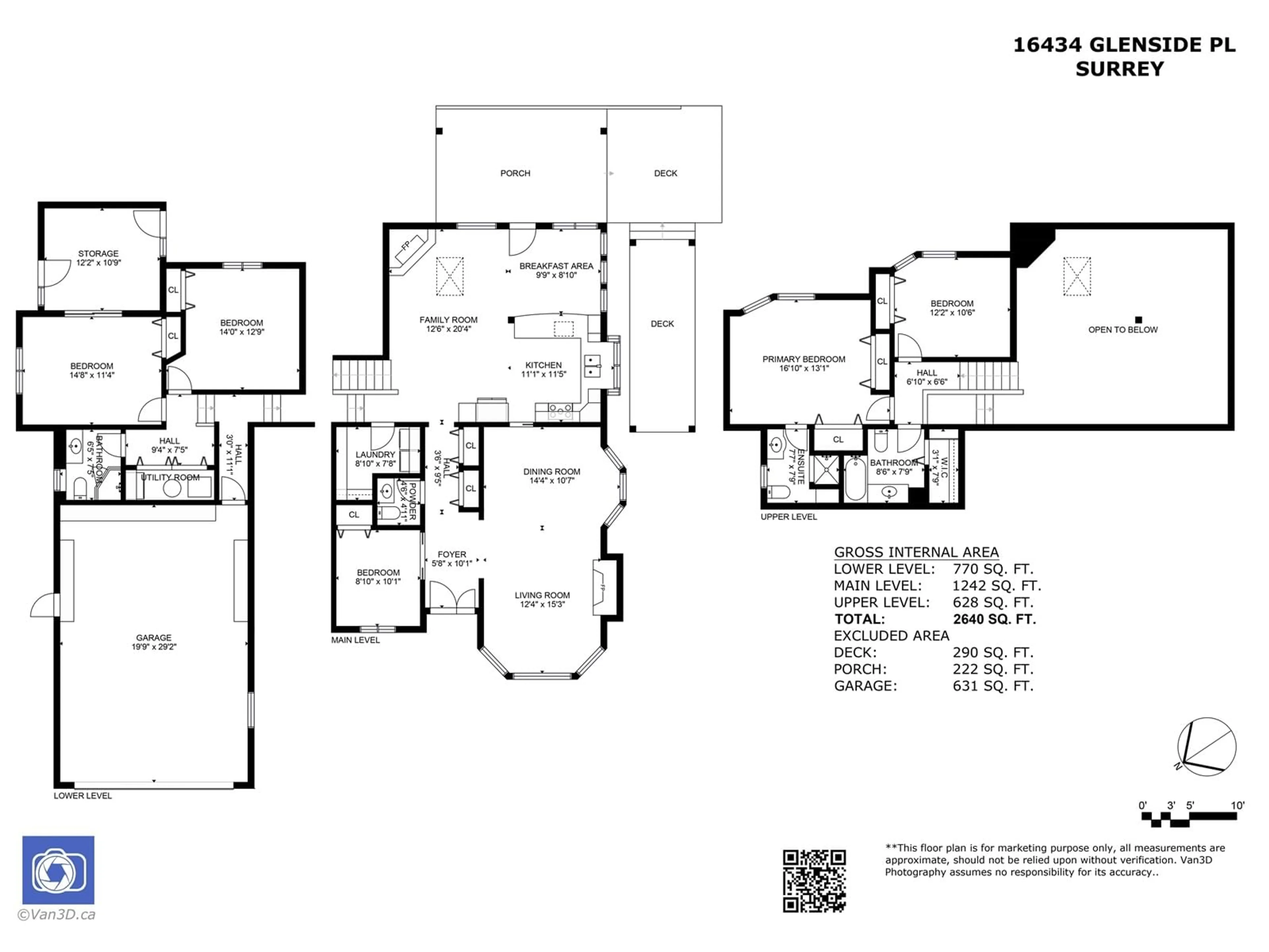 Floor plan for 16434 GLENSIDE, Surrey British Columbia V4N1V6