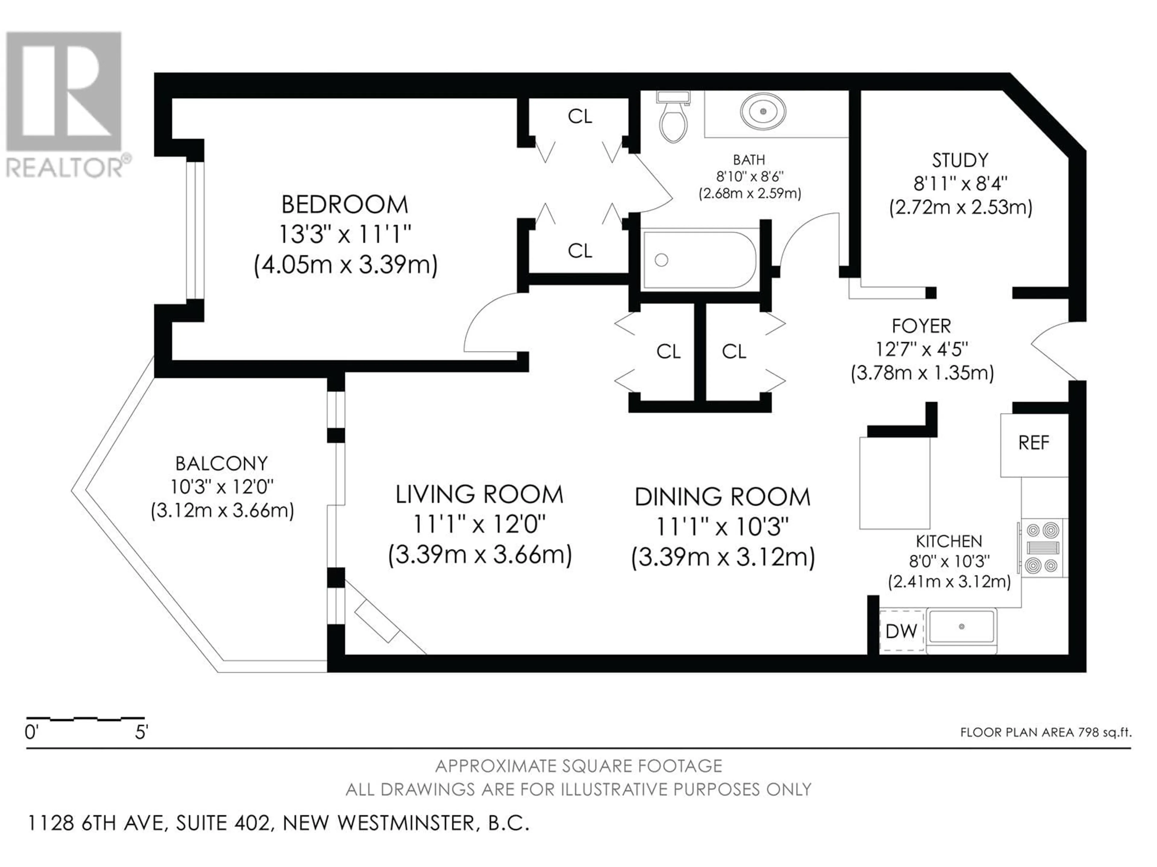 Floor plan for 402 1128 SIXTH AVENUE, New Westminster British Columbia V3M6V8