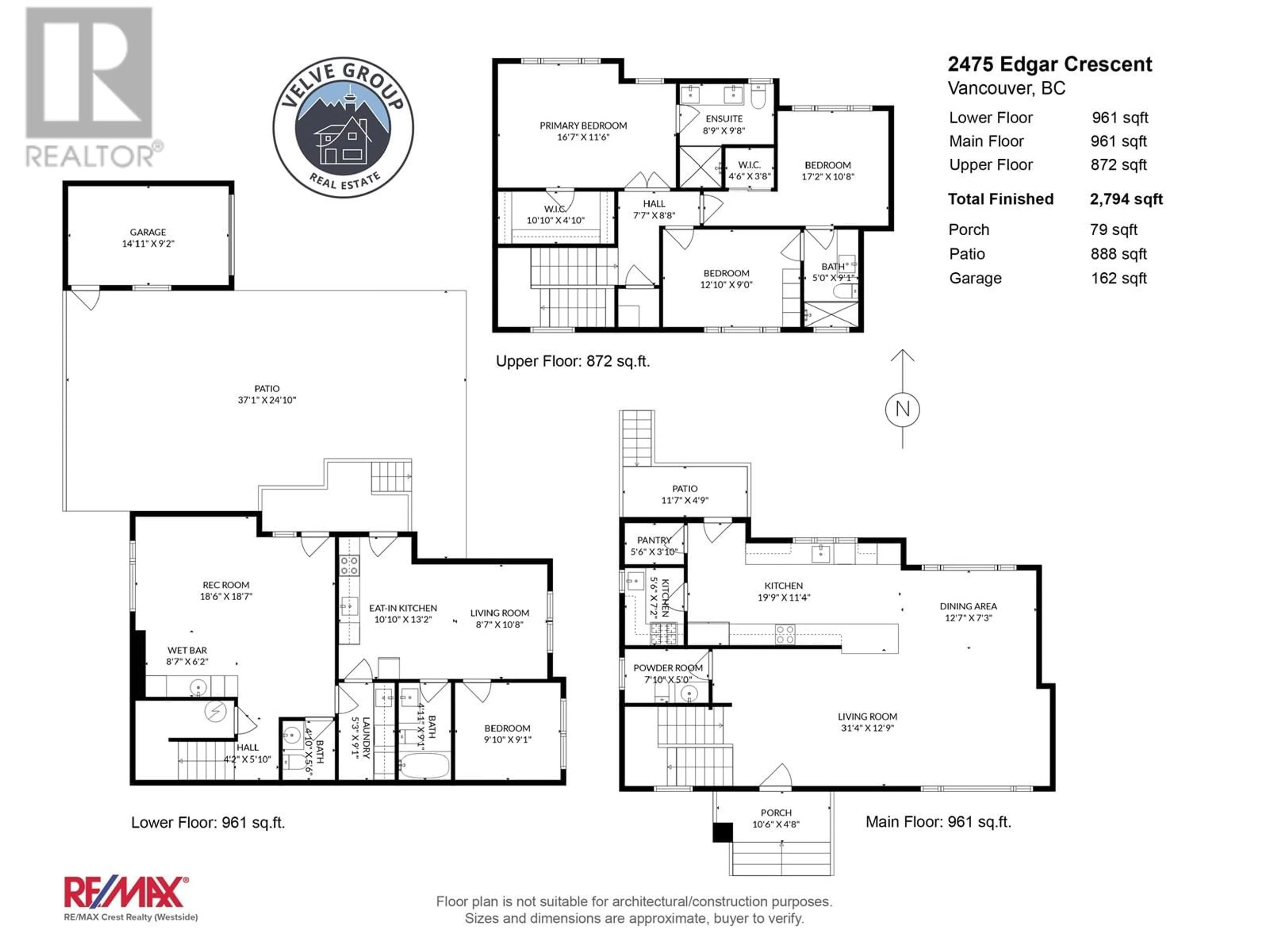 Floor plan for 2471 EDGAR CRESCENT, Vancouver British Columbia V6L2G5