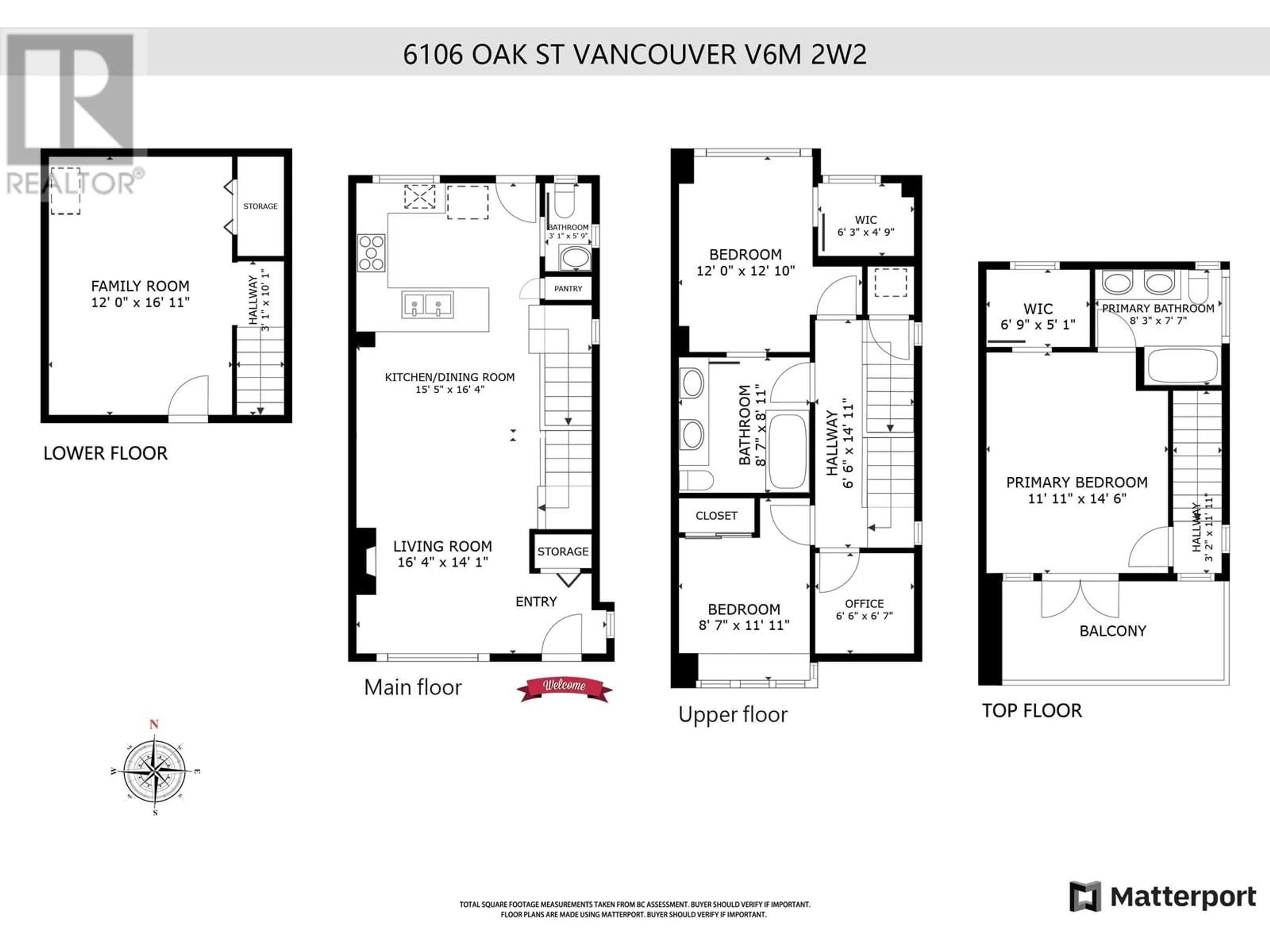 Floor plan for 6106 OAK STREET, Vancouver British Columbia V6M2W2