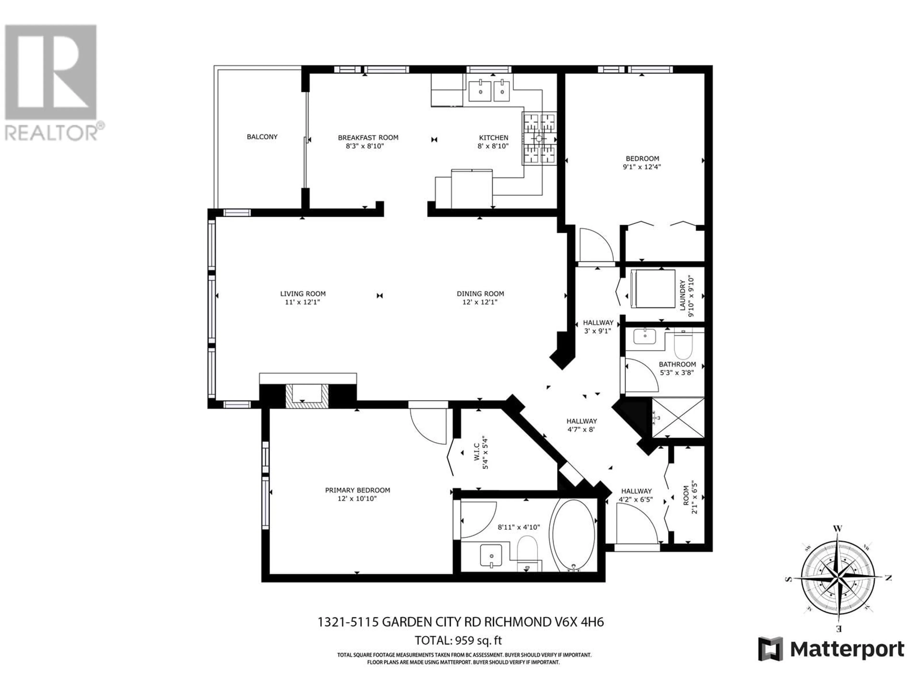 Floor plan for 1321 5115 GARDEN CITY ROAD, Richmond British Columbia V6X4H6