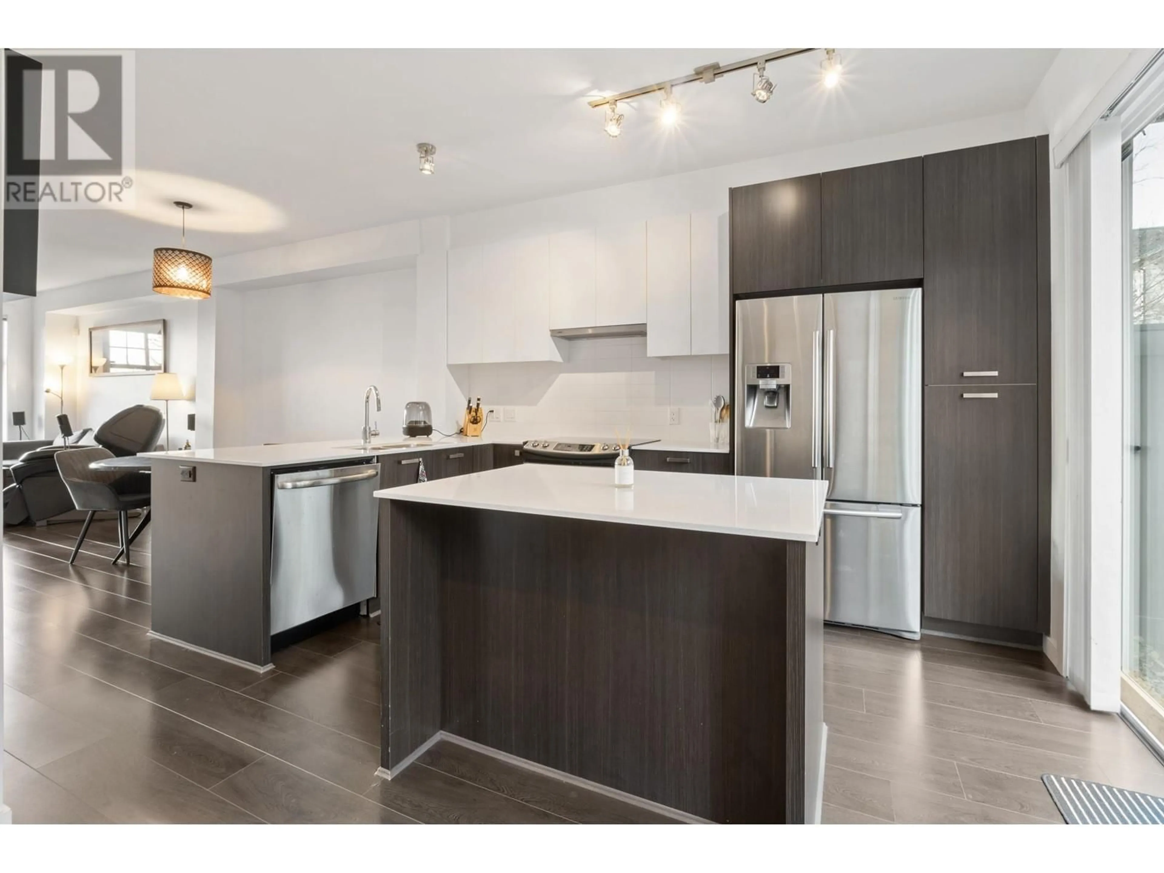 Open concept kitchen, wood/laminate floor for 2 1320 RILEY STREET, Coquitlam British Columbia V3E0J4