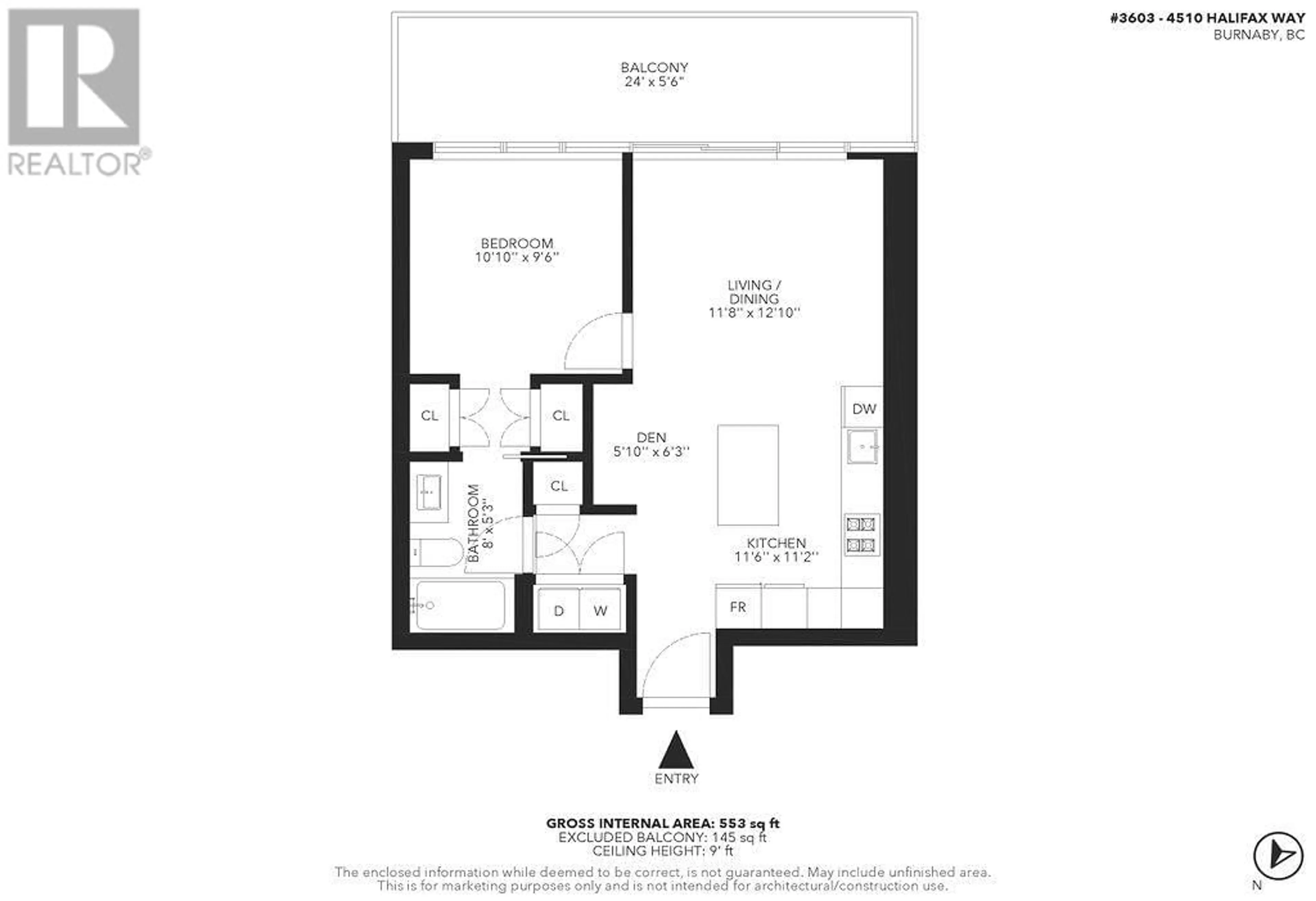 Floor plan for 3603 4510 HALIFAX WAY, Burnaby British Columbia V5C0K4