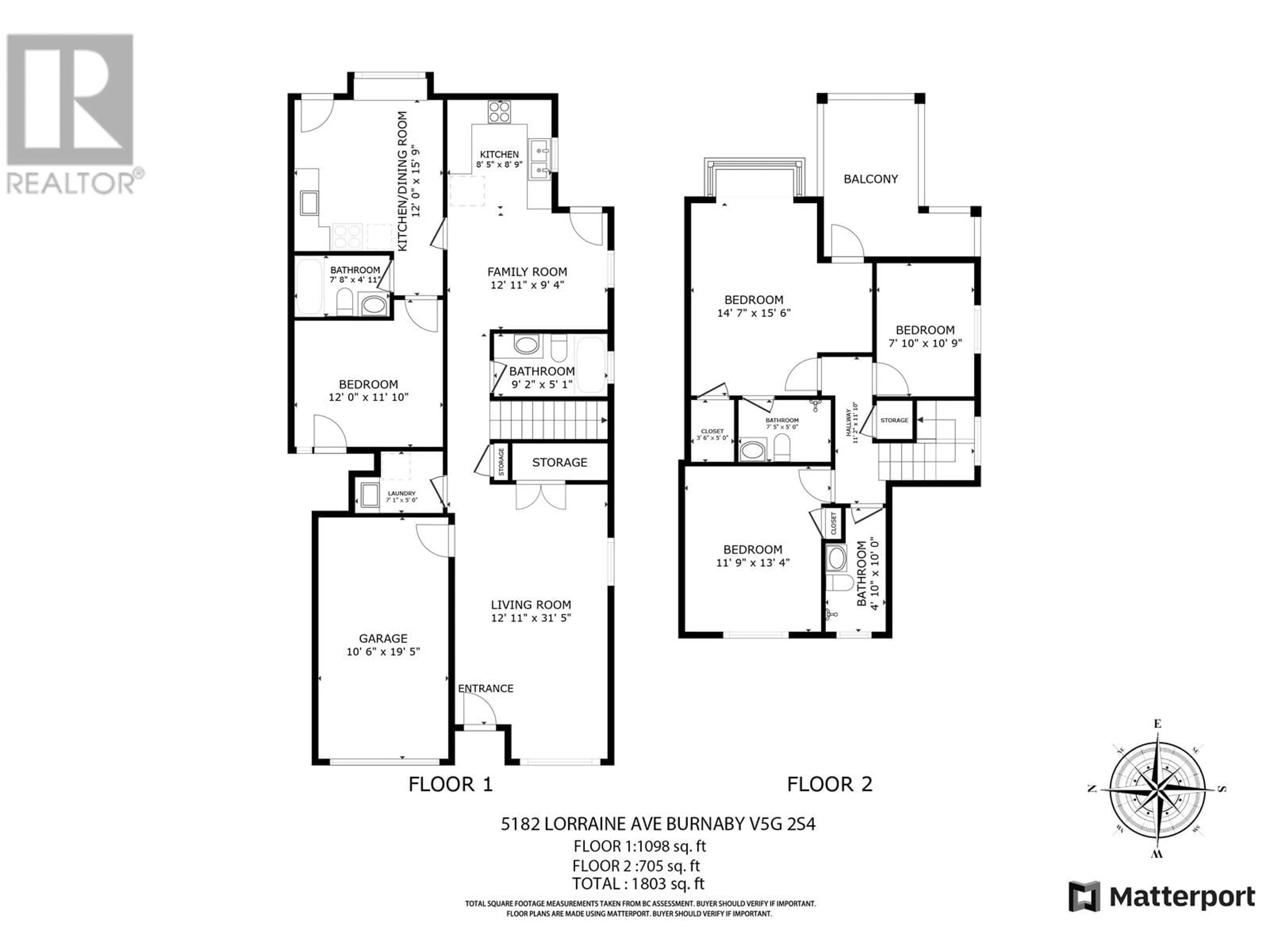 Floor plan for 5182 LORRAINE AVENUE, Burnaby British Columbia V5G2S4