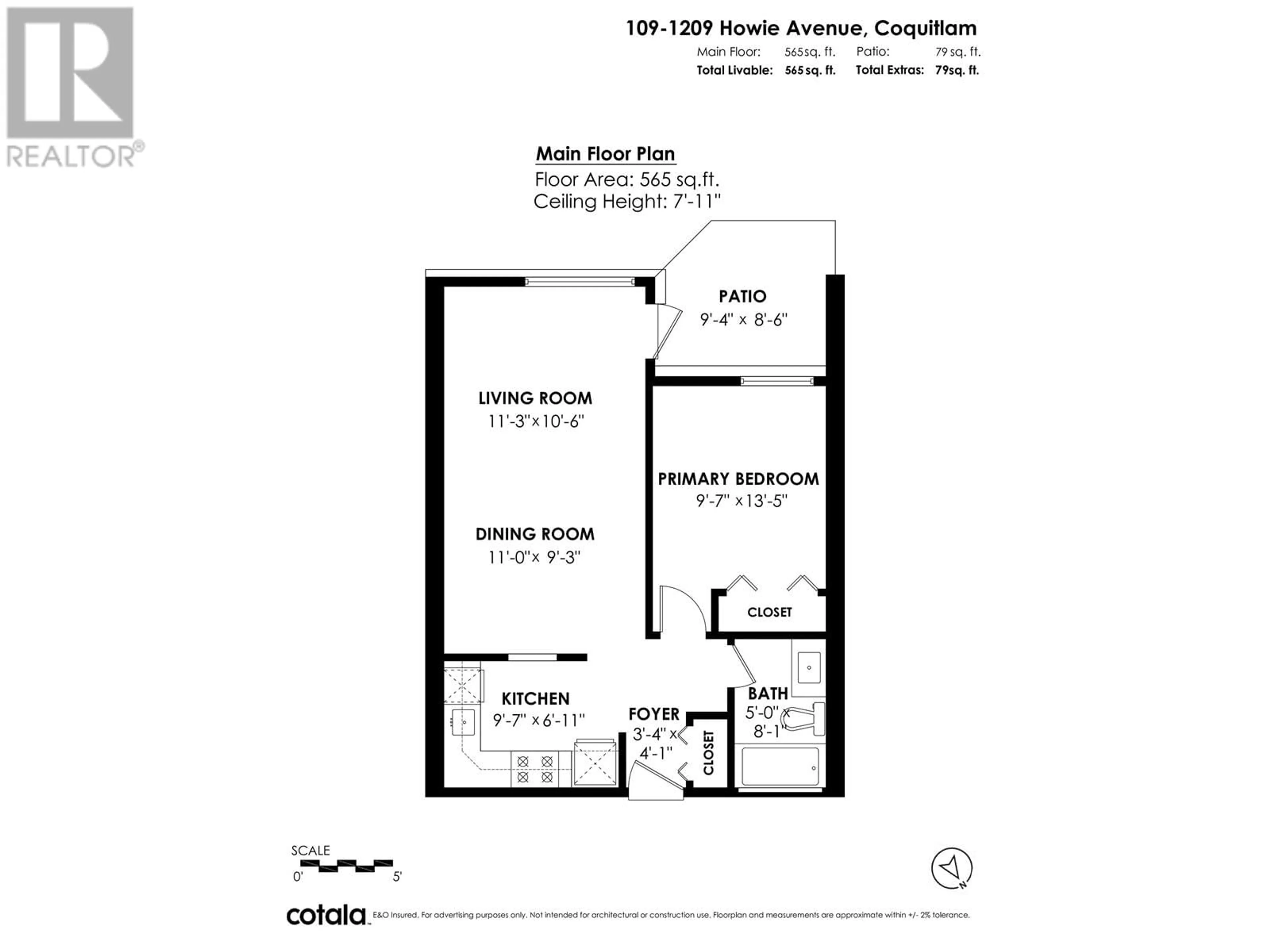 Floor plan for 109 1209 HOWIE AVENUE, Coquitlam British Columbia V3J1T9