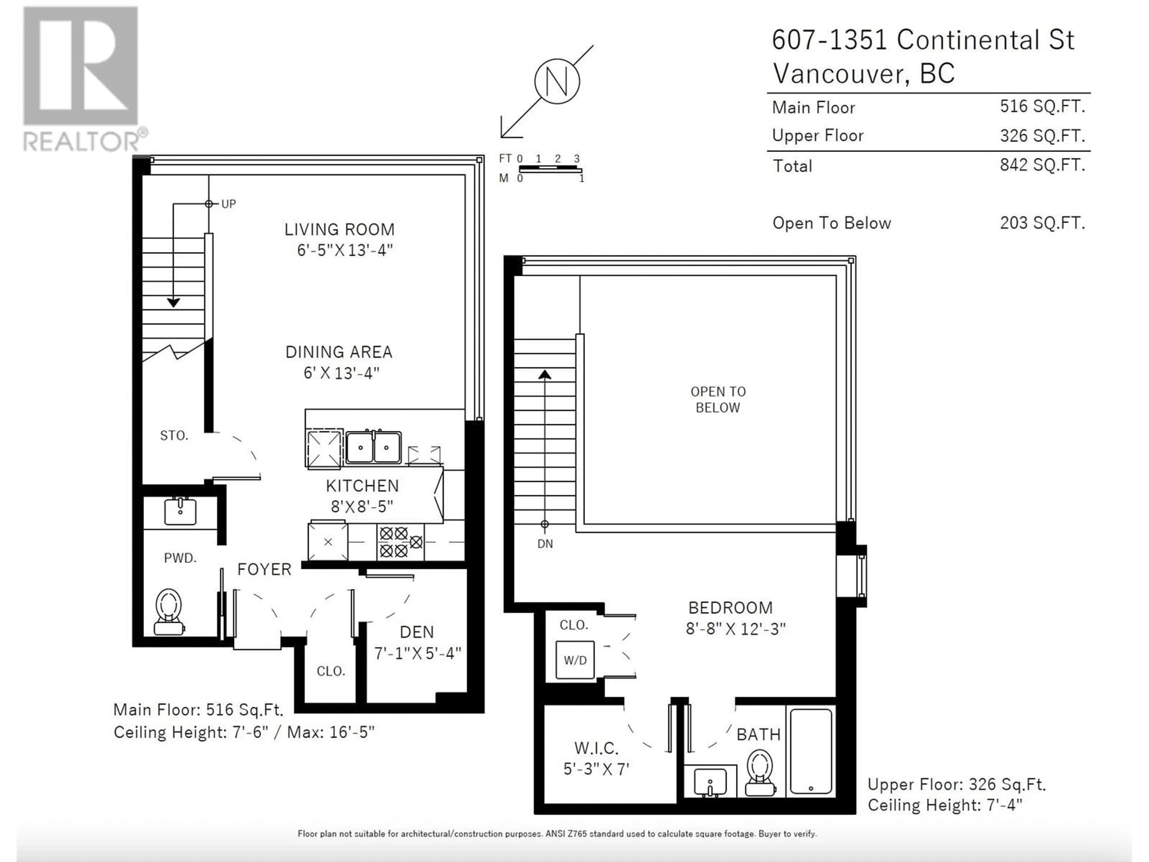 Floor plan for 607 1351 CONTINENTAL STREET, Vancouver British Columbia V6Z0C6