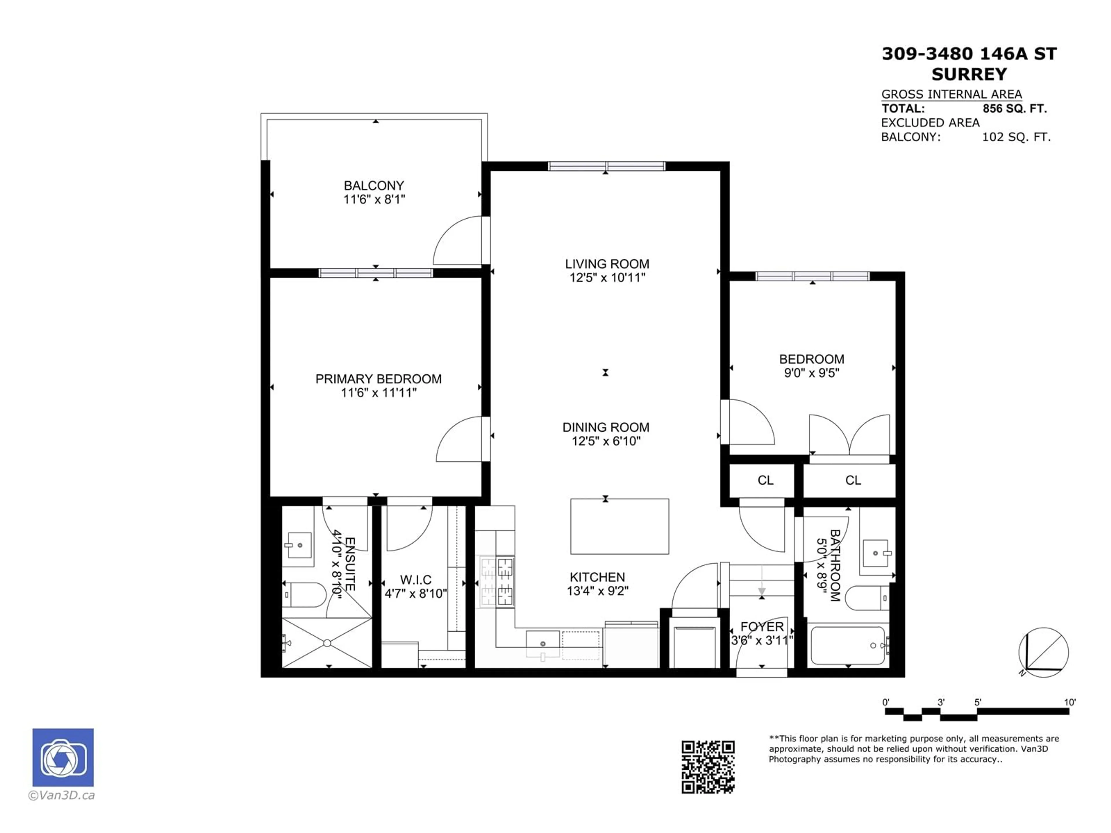 Floor plan for 309 3480 146A STREET, Surrey British Columbia V4P0H6