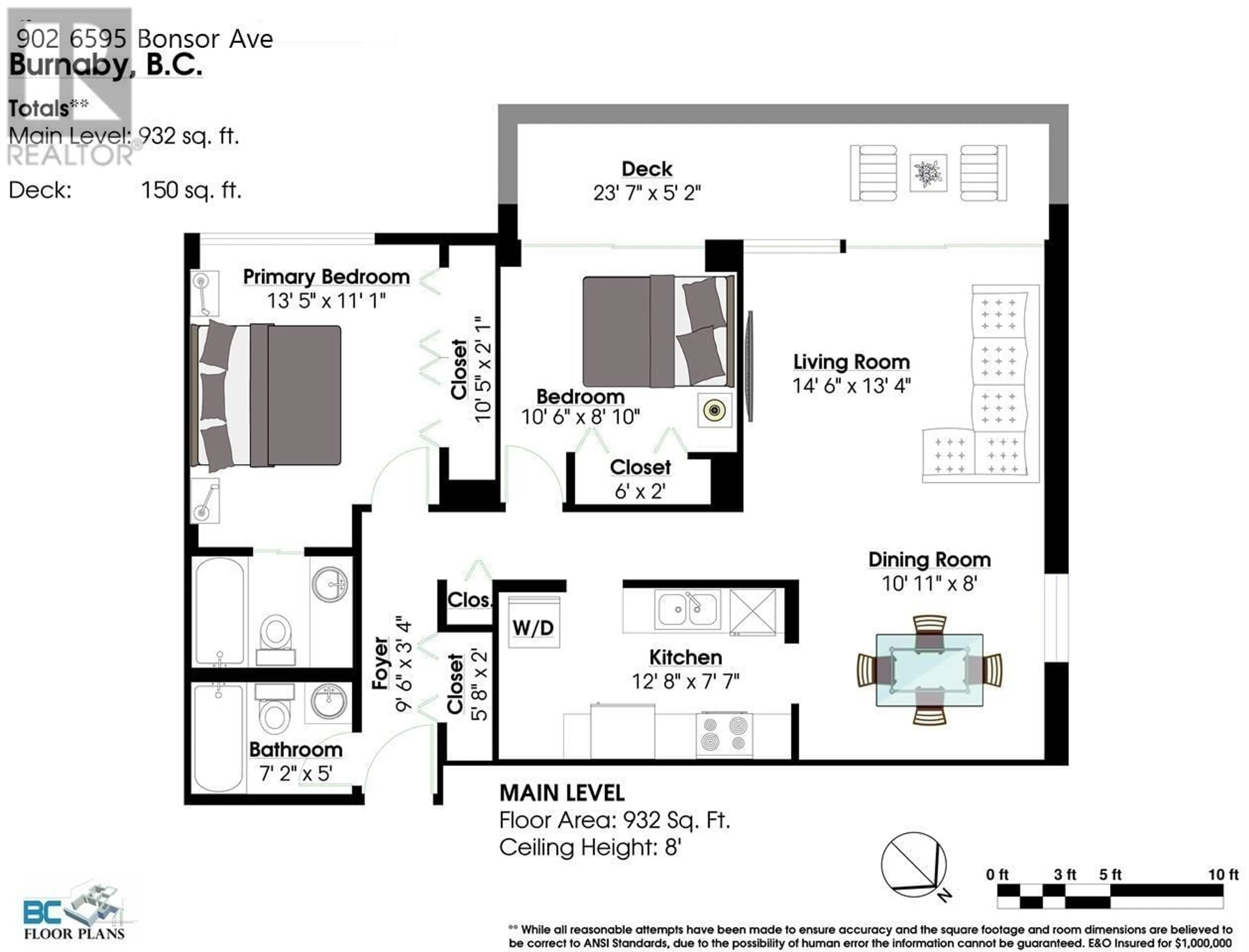 Floor plan for 902 6595 BONSOR AVENUE, Burnaby British Columbia V5H4G5