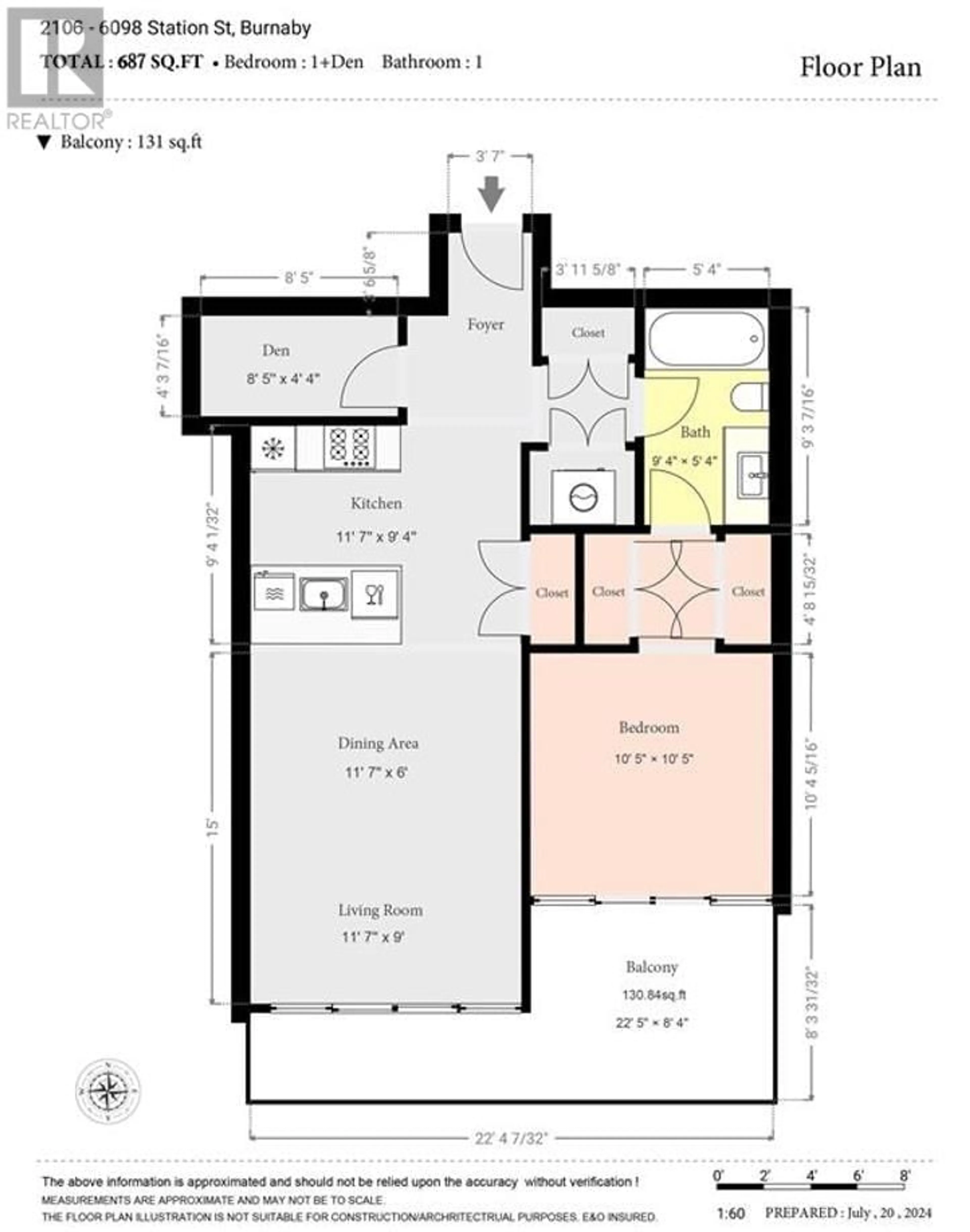 Floor plan for 2106 6098 STATION STREET, Burnaby British Columbia V5H0H4