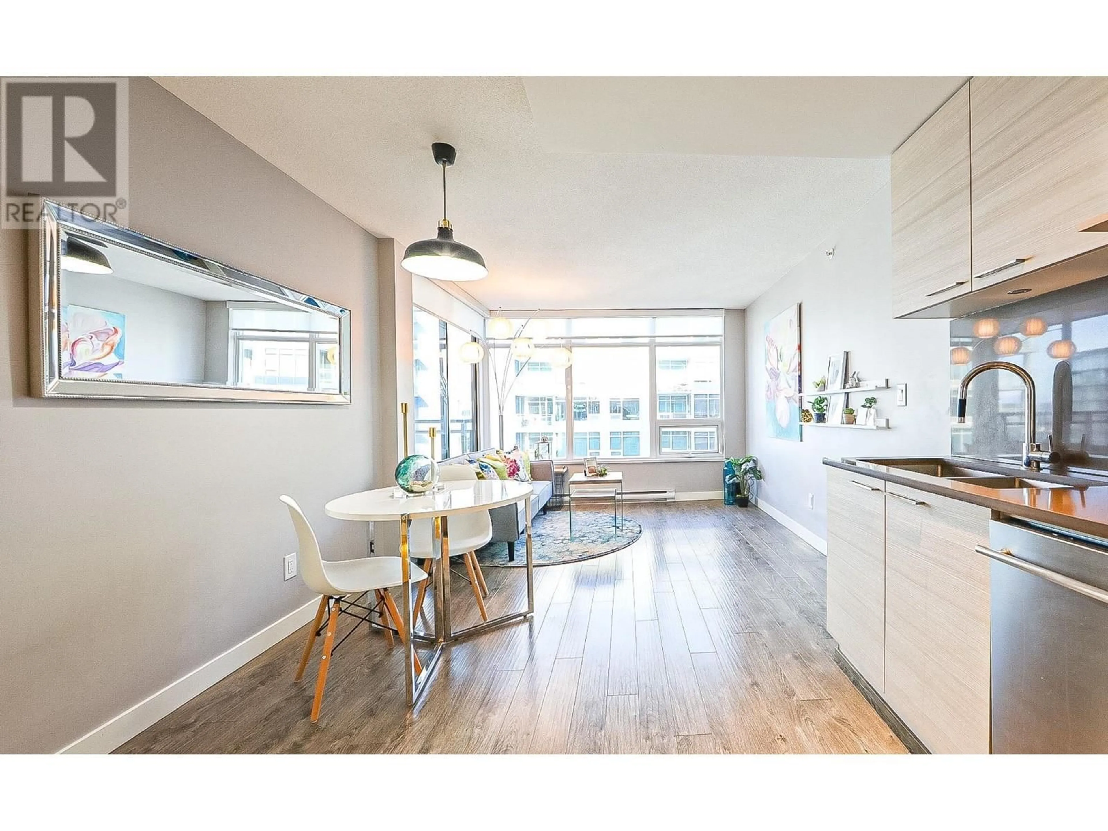 Open concept kitchen, wood/laminate floor for 1510 6288 NO. 3 ROAD, Richmond British Columbia V6Y0J4