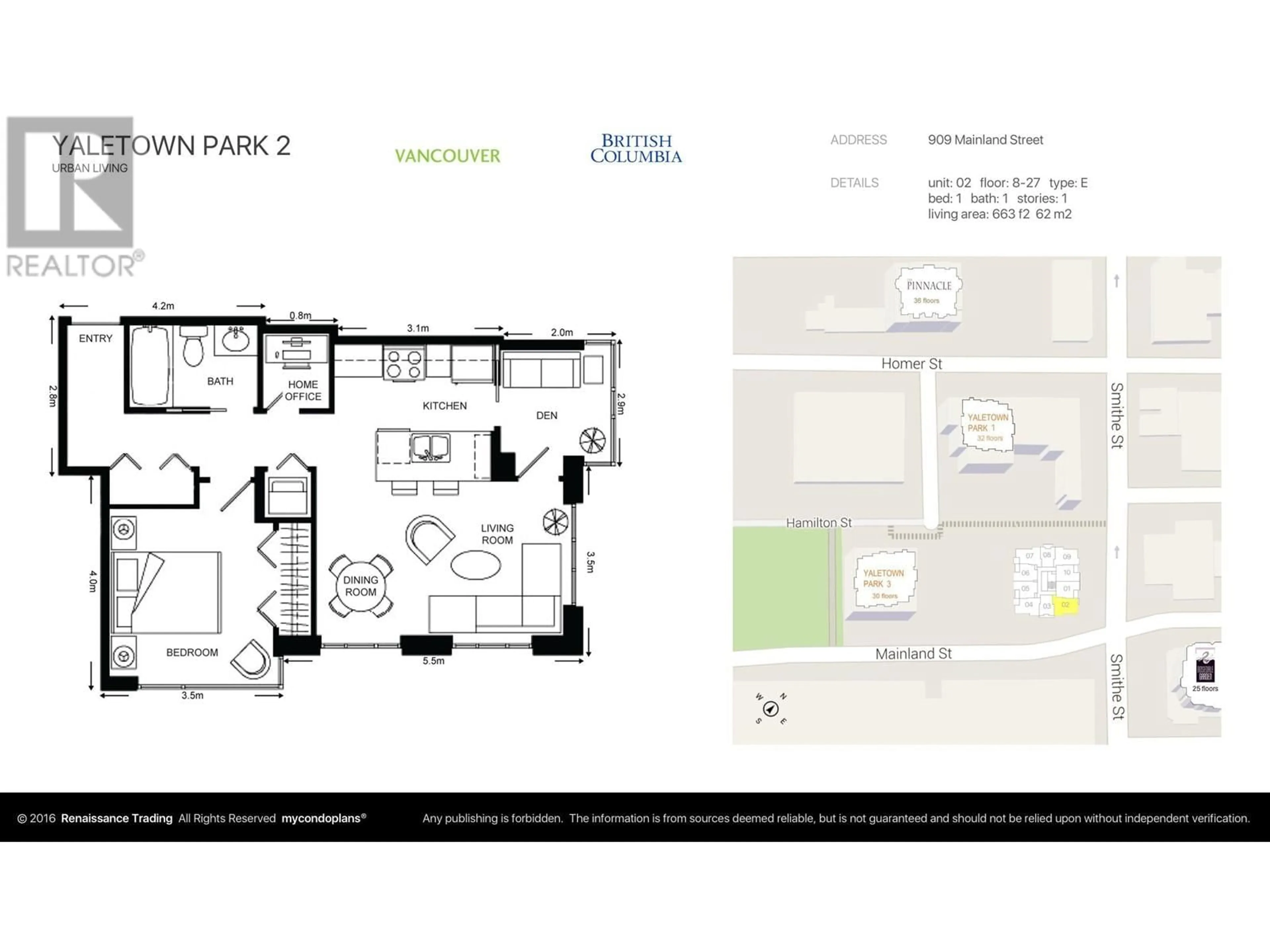 Floor plan for 2002 909 MAINLAND STREET, Vancouver British Columbia V6B1S3