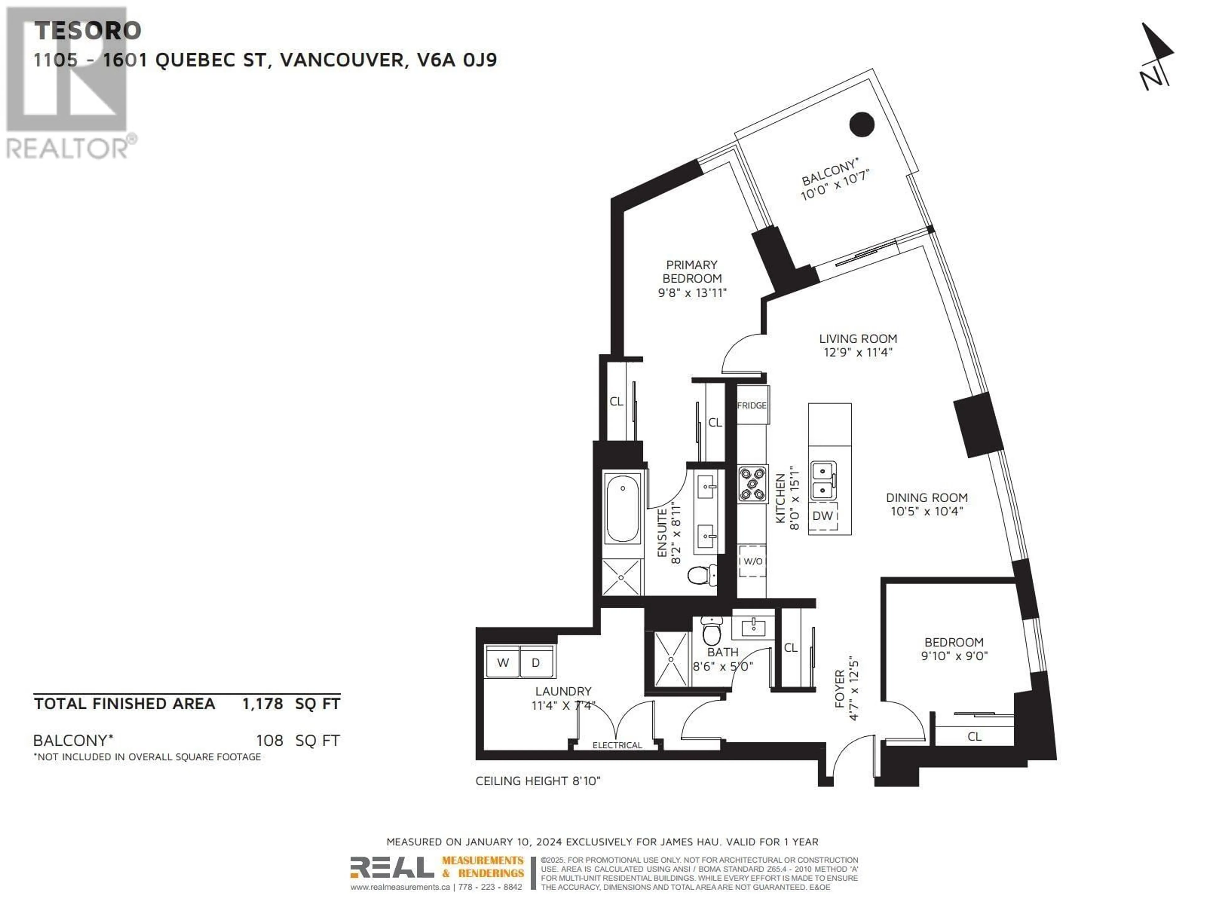 Floor plan for 1105 1601 QUEBEC STREET, Vancouver British Columbia V6A0J9