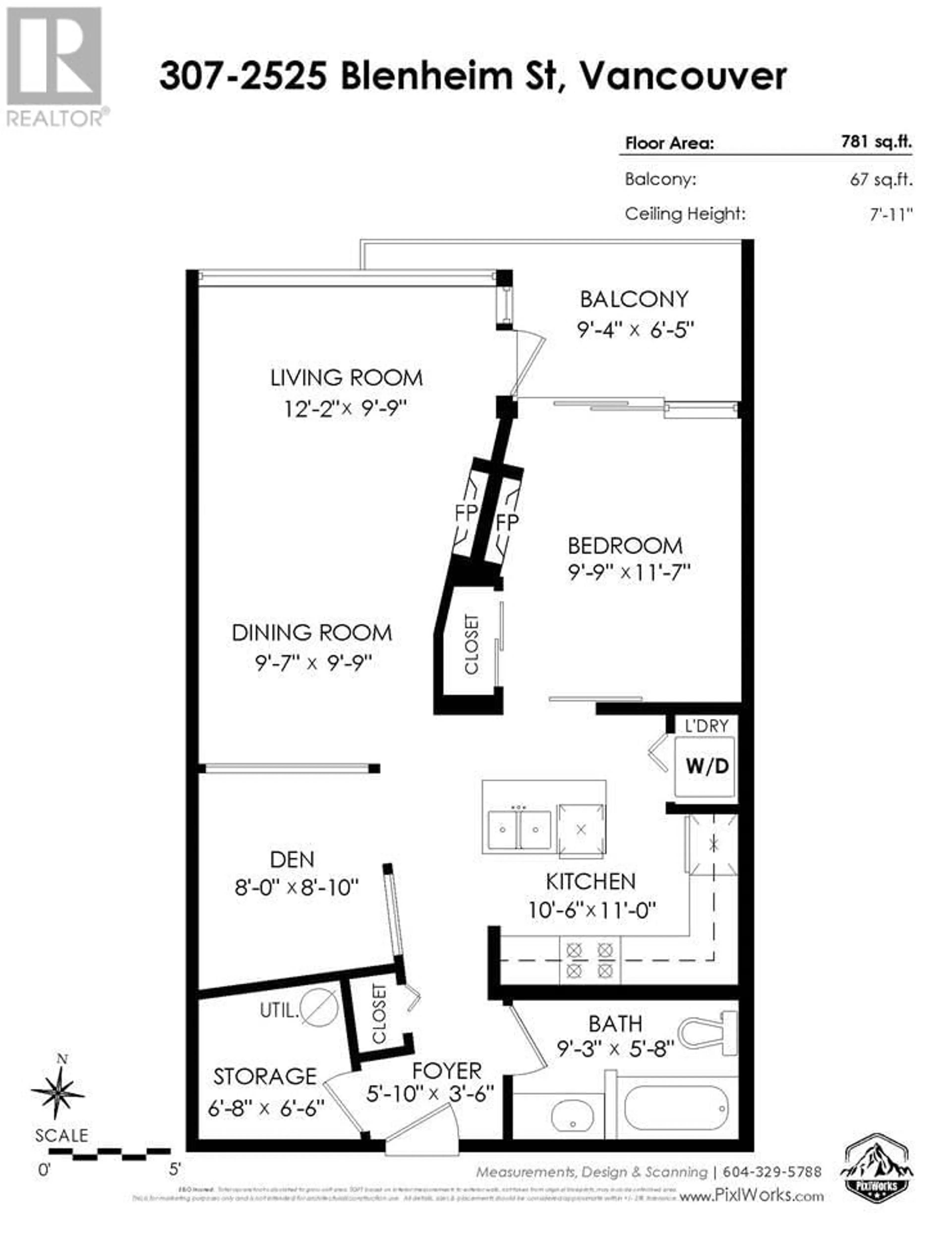 Floor plan for 307 2525 BLENHEIM STREET, Vancouver British Columbia V6K4W6