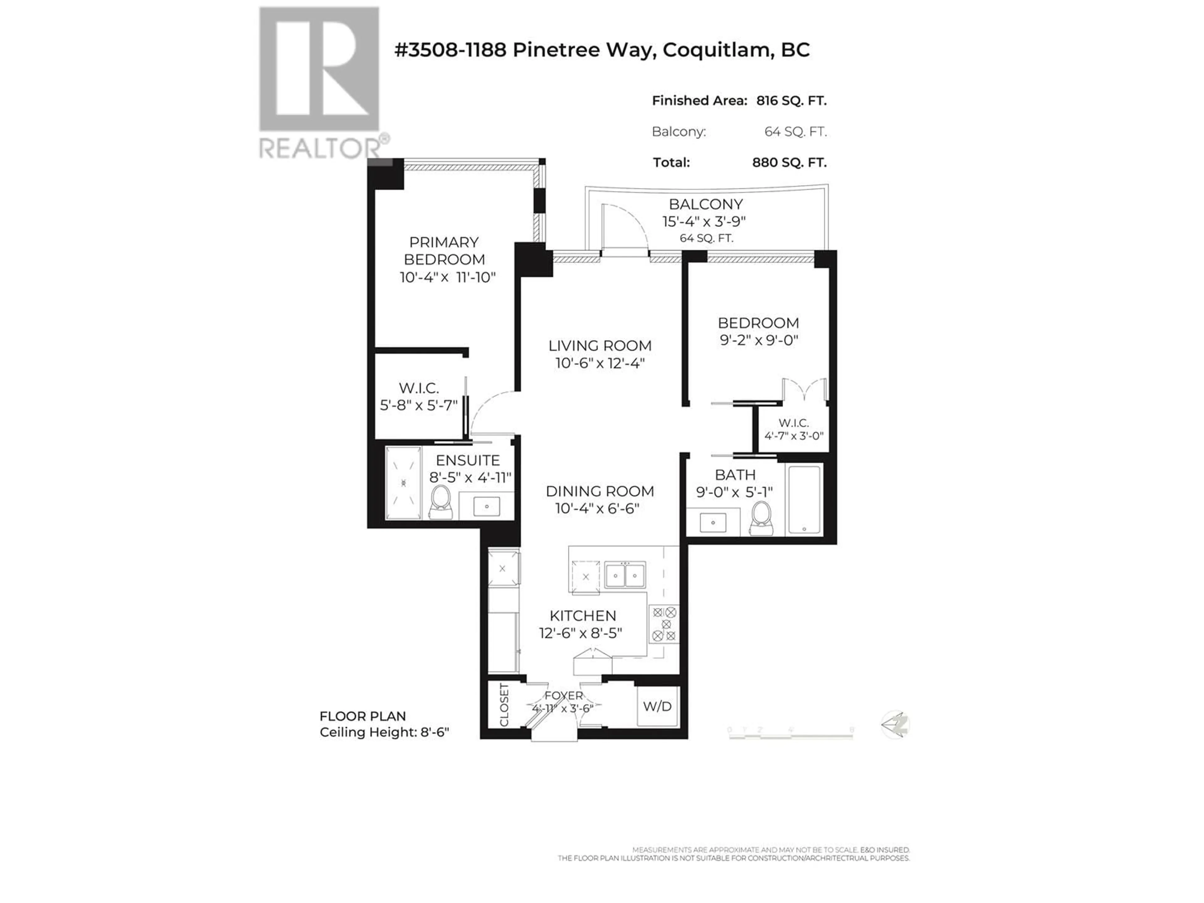 Floor plan for 3508 1188 PINETREE WAY, Coquitlam British Columbia V3B0K9