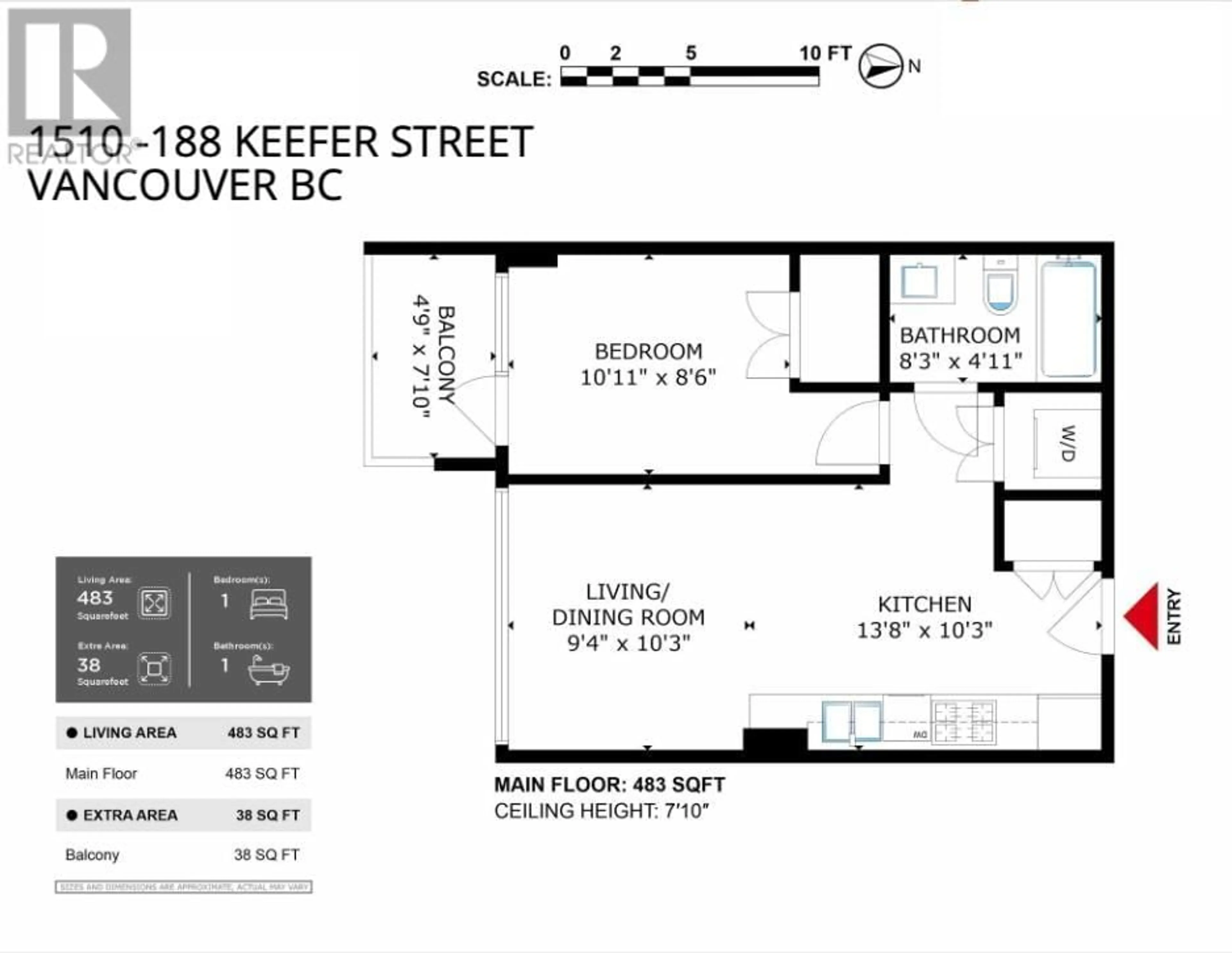 Floor plan for 1510 188 KEEFER STREET, Vancouver British Columbia V6A0E3