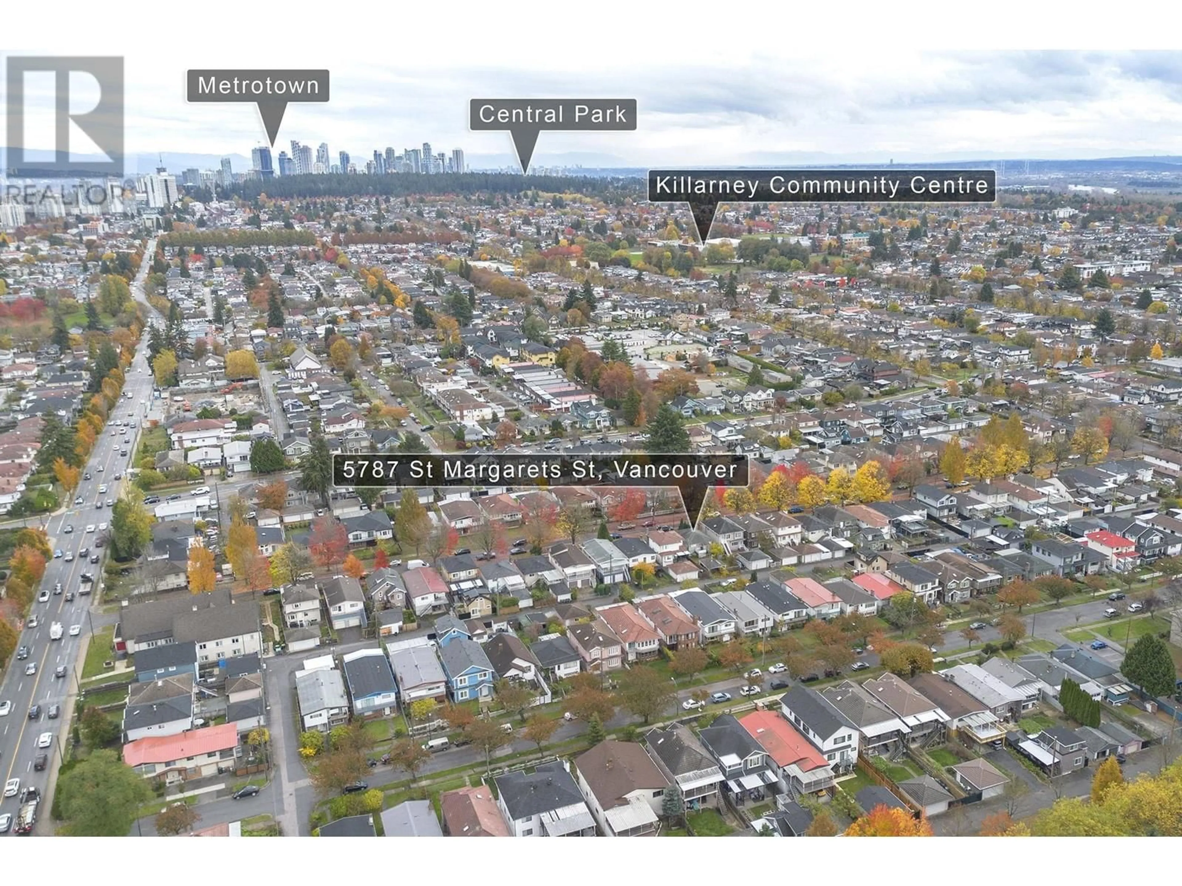 A pic from outside/outdoor area/front of a property/back of a property/a pic from drone, city buildings view from balcony for 5787 ST. MARGARETS STREET, Vancouver British Columbia V5R3H6