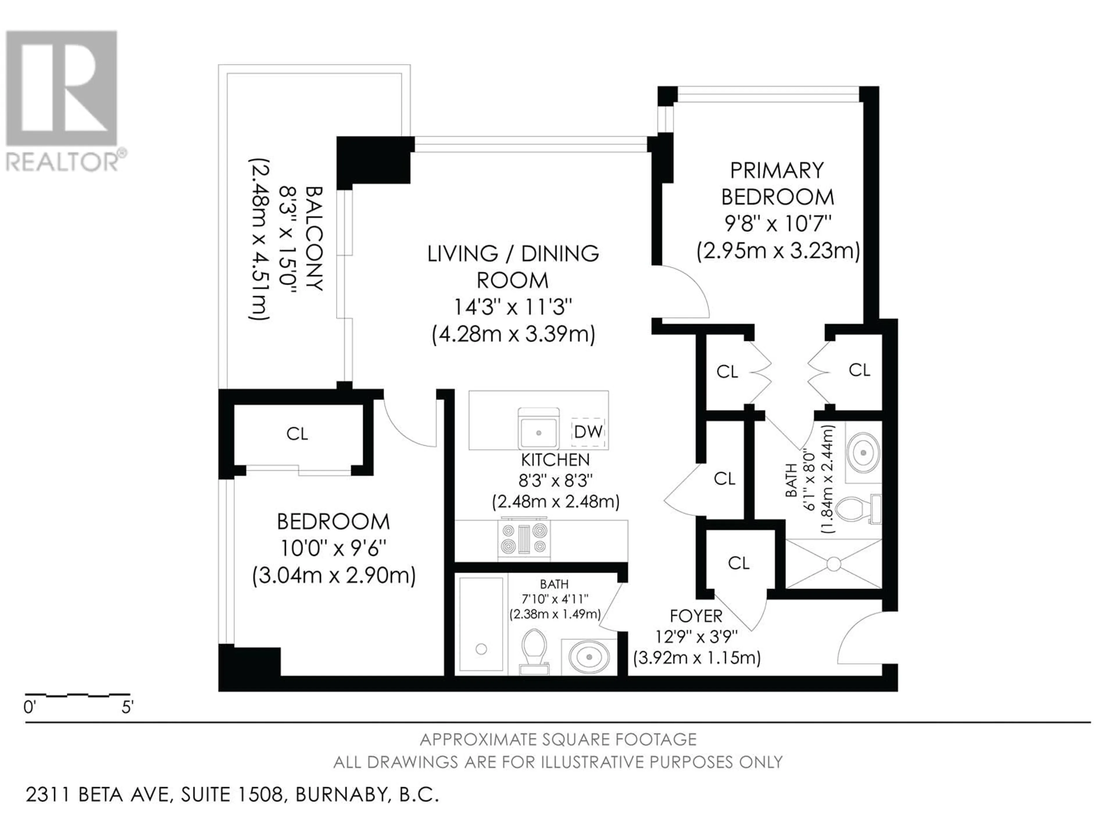 Floor plan for 1508 - 2311 BETA AVENUE, Burnaby British Columbia V5C0M1