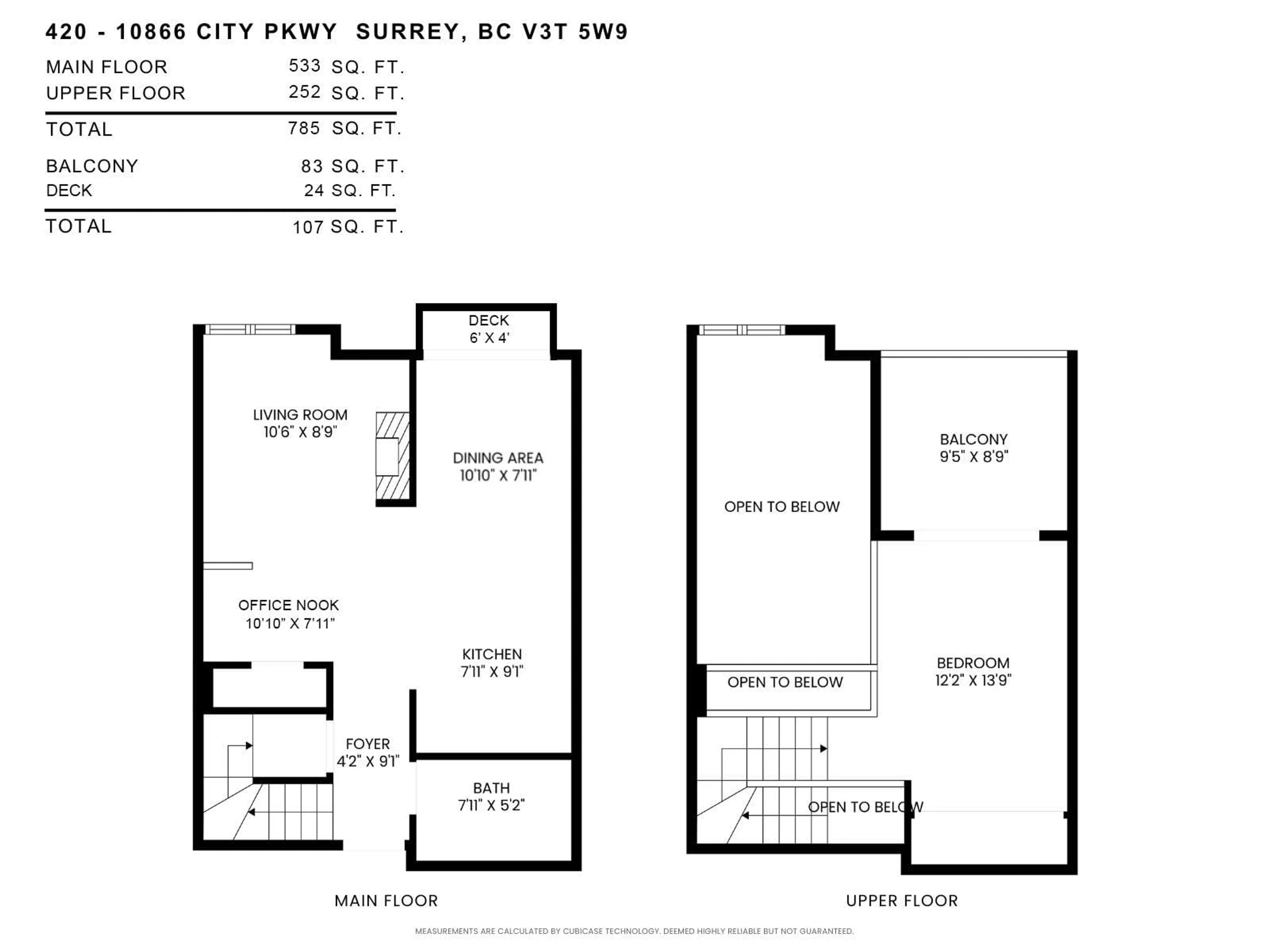 Floor plan for 420 10866 CITY PARKWAY, Surrey British Columbia V3T5W9