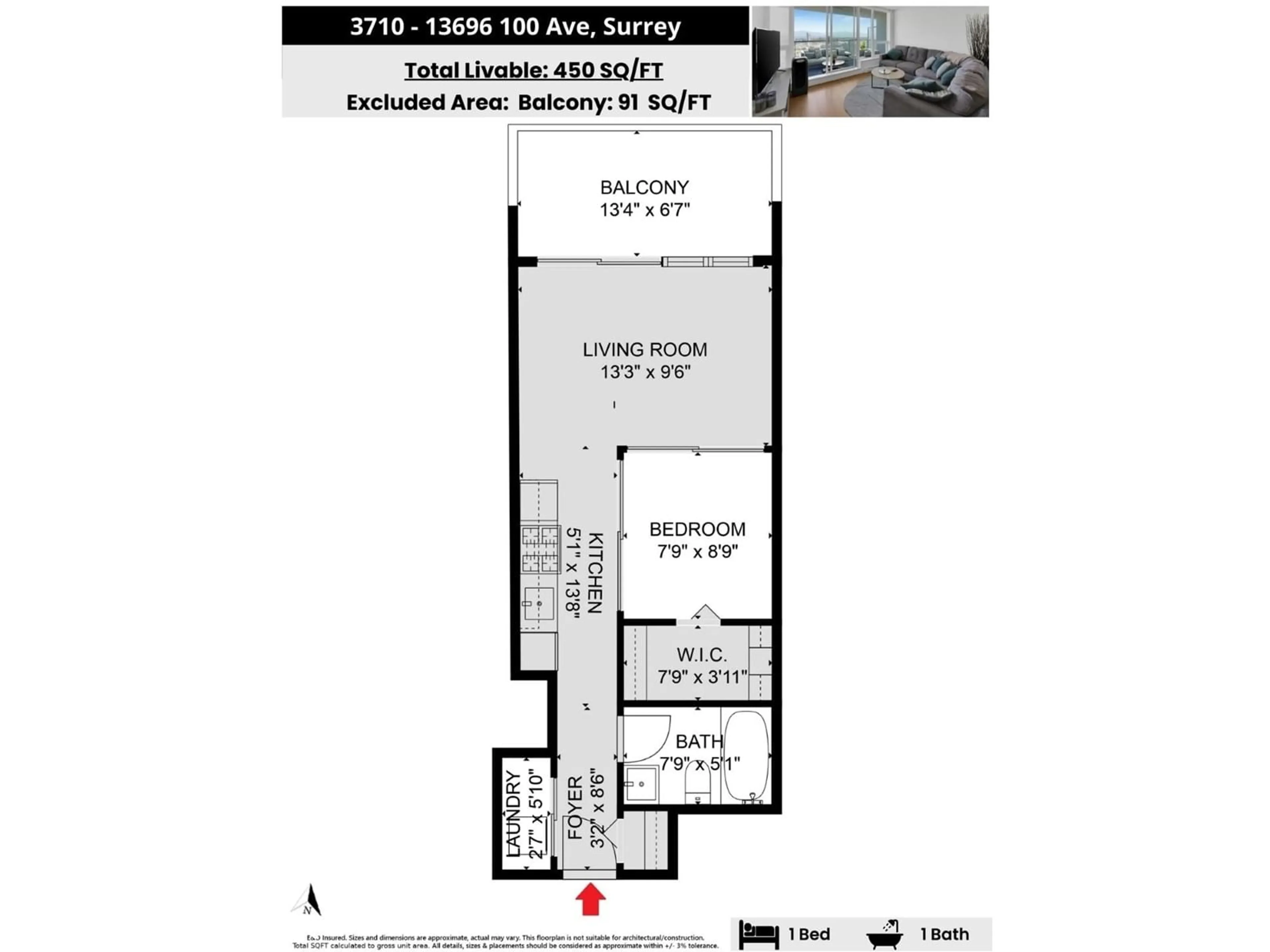 Floor plan for 3710 13696 100 AVENUE, Surrey British Columbia V3T0L5